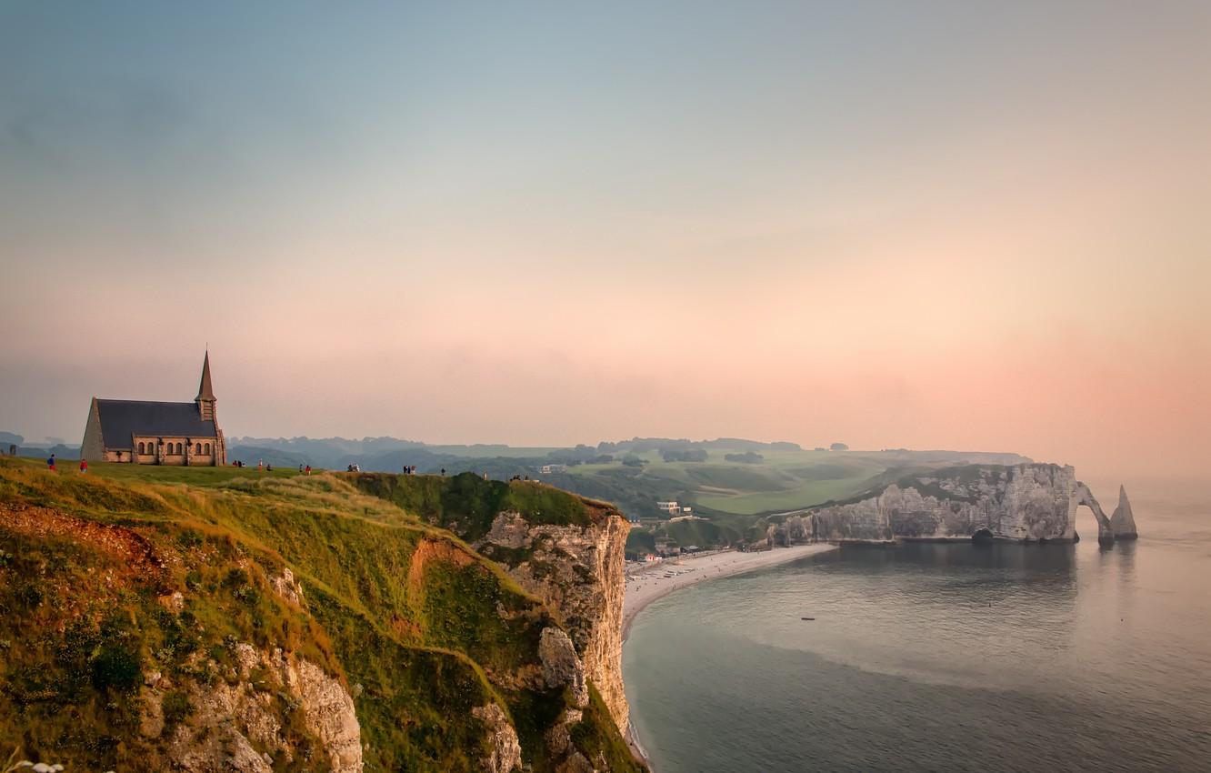 1332x850 Wallpaper Rocks, Coast, France, Church, France, The Channel, English Channel, Pas De Ko, Etretat, Limestone Coast, Étretat, Country Of Caux Image For Desktop, Section пейзажи