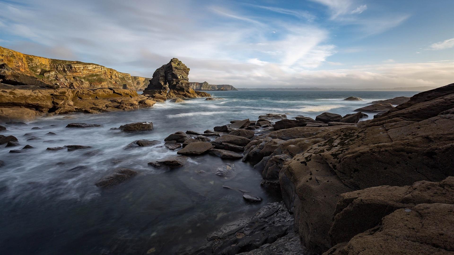 1920x1080 Wallpaper Brittany, France, coast, stones, sea 1920x1200 HD Picture, Image