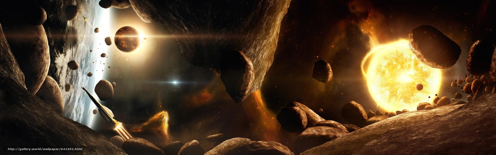1600x500 Download wallpaper space, 3D, art, panorama free desktop wallpaper in the resolution 3840x1200