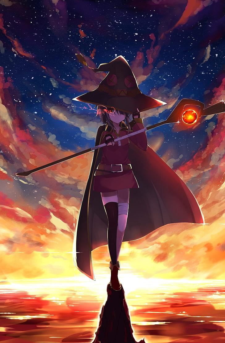 728x1107 Female anime character illustration anime girls witch hat wallpaper