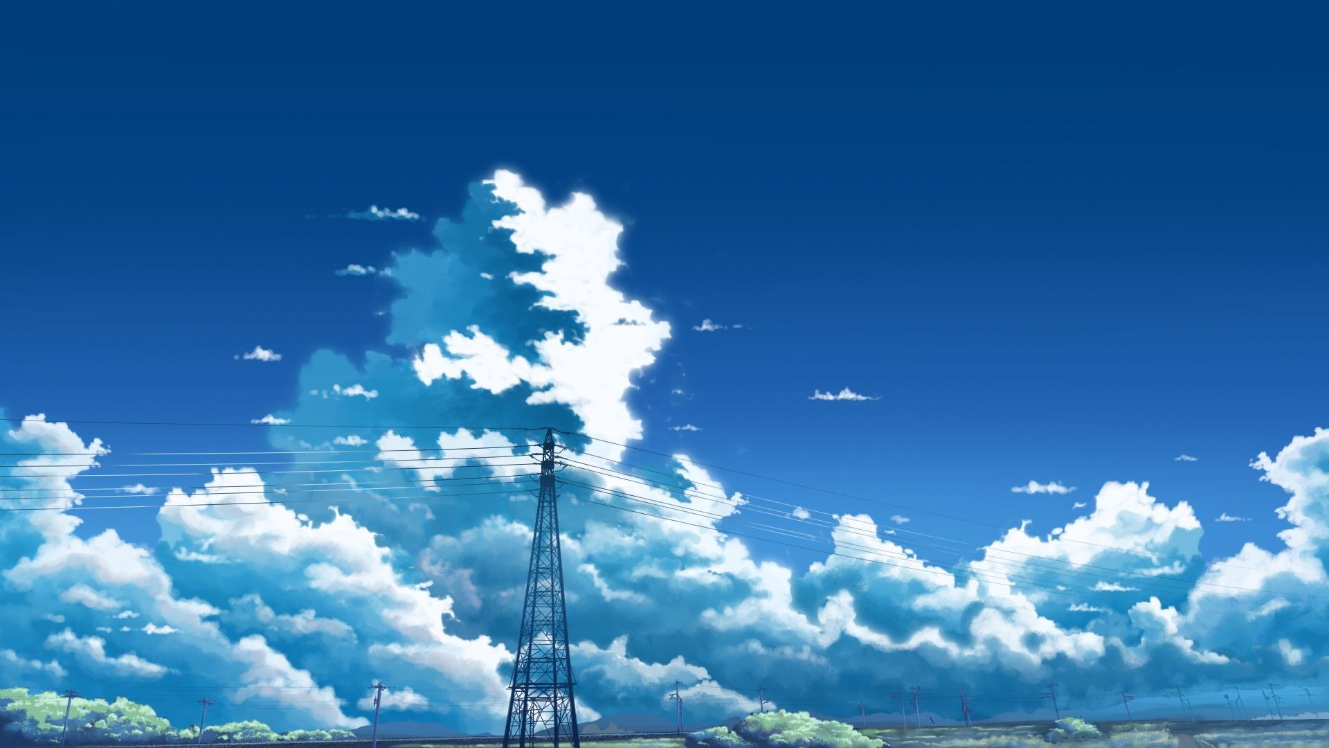 1920x1080 Wallpaper Anime Scenery, Clouds, Anime Sky:1920x1080