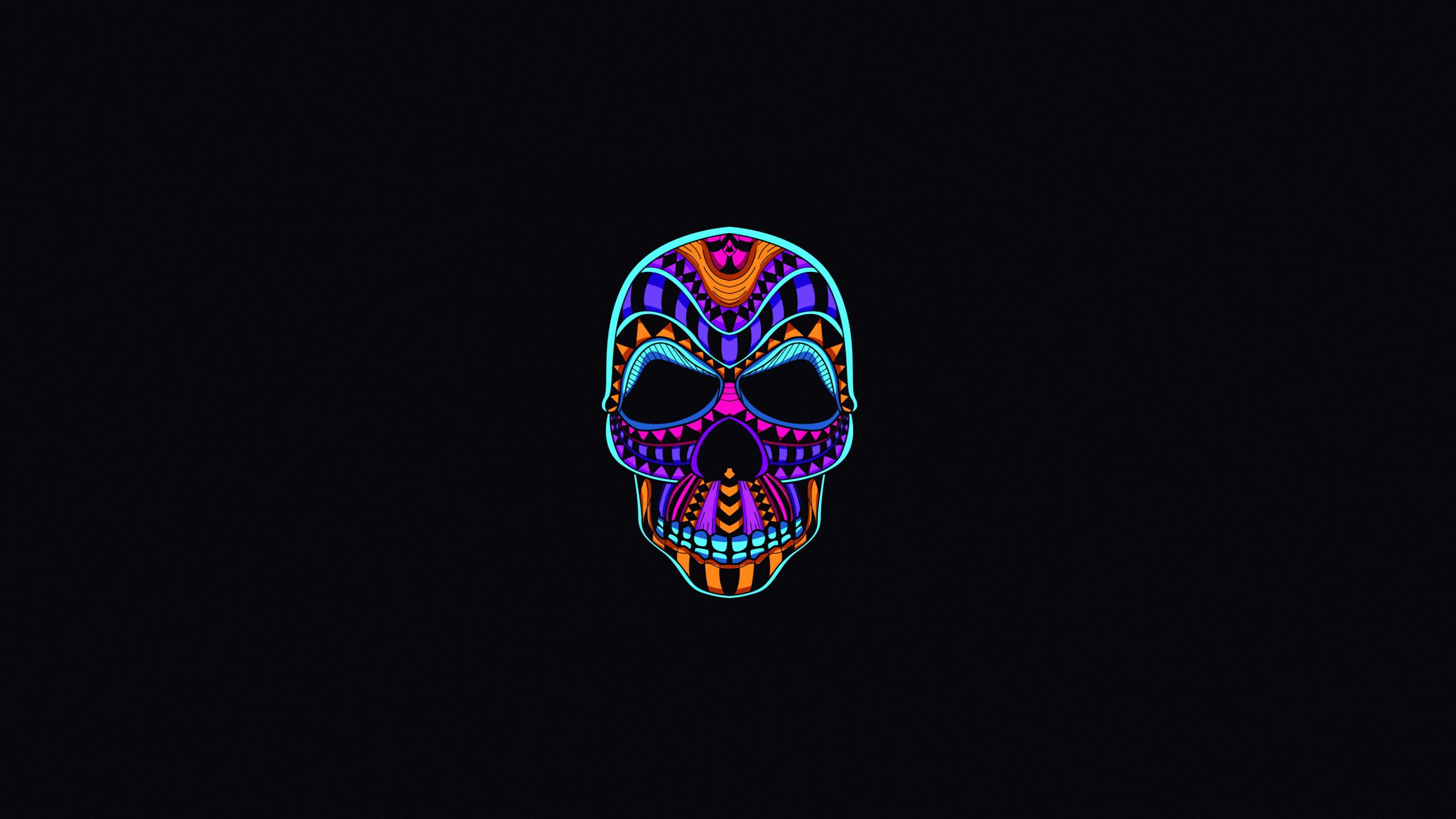 2560x1440 Neon Color Minimalist Skull 1440P Resolution Wallpaper, HD Minimalist 4K Wallpaper, Image, Photo and Background