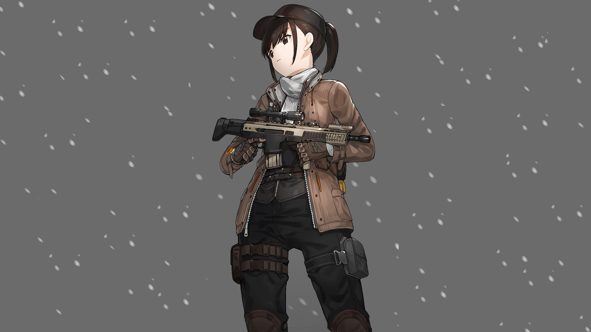 1920x1080 1920x1080 Gun, Girl, Black Hair, Black Eyes, Uniform, Military Uniform, Short Hair, Anime wallpaper PNG