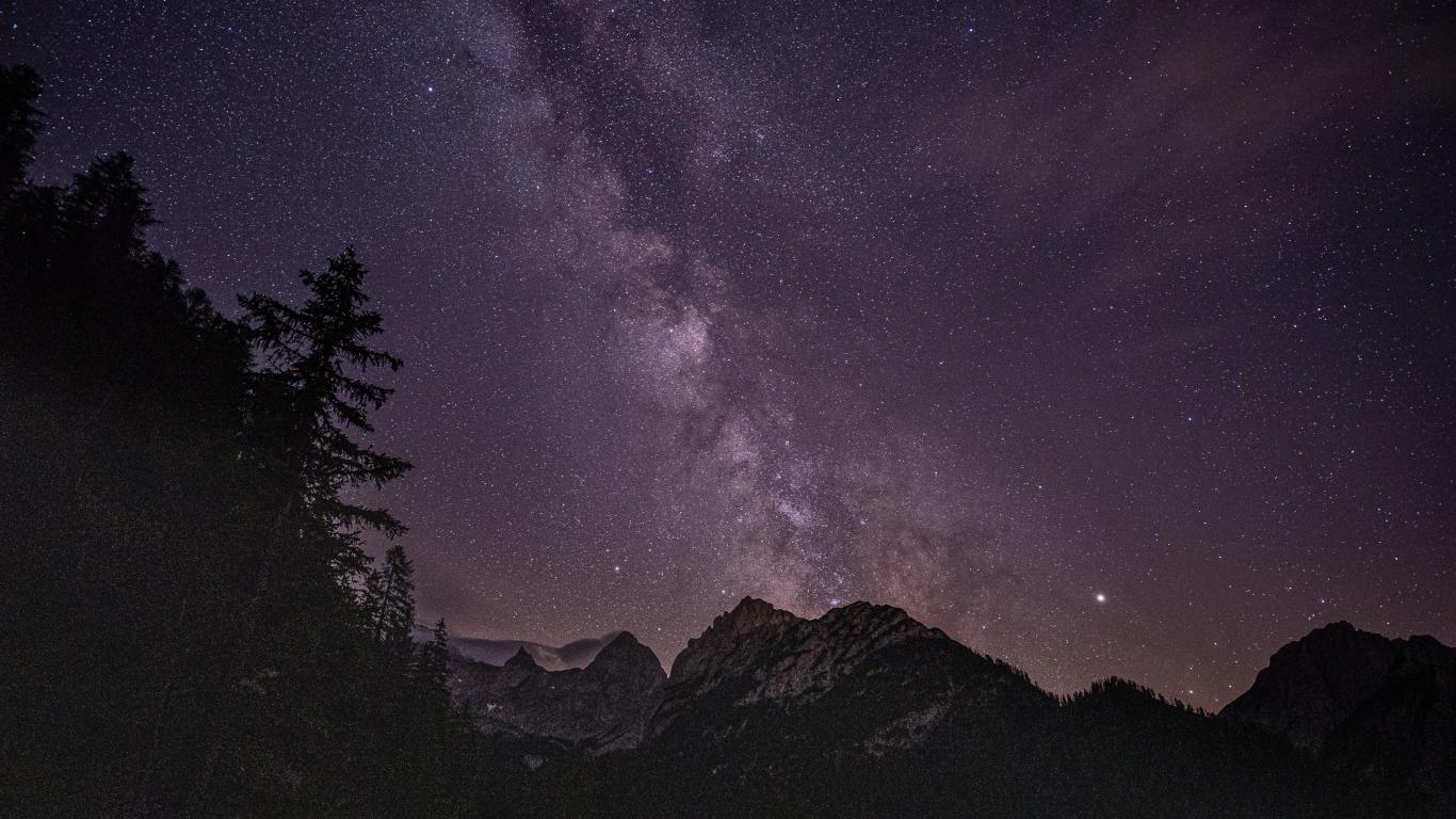 1366x768 Download 1366x768 wallpaper nature, milky way, silhouette, mountains, tablet, laptop, 1366x768 HD image, background, 22933