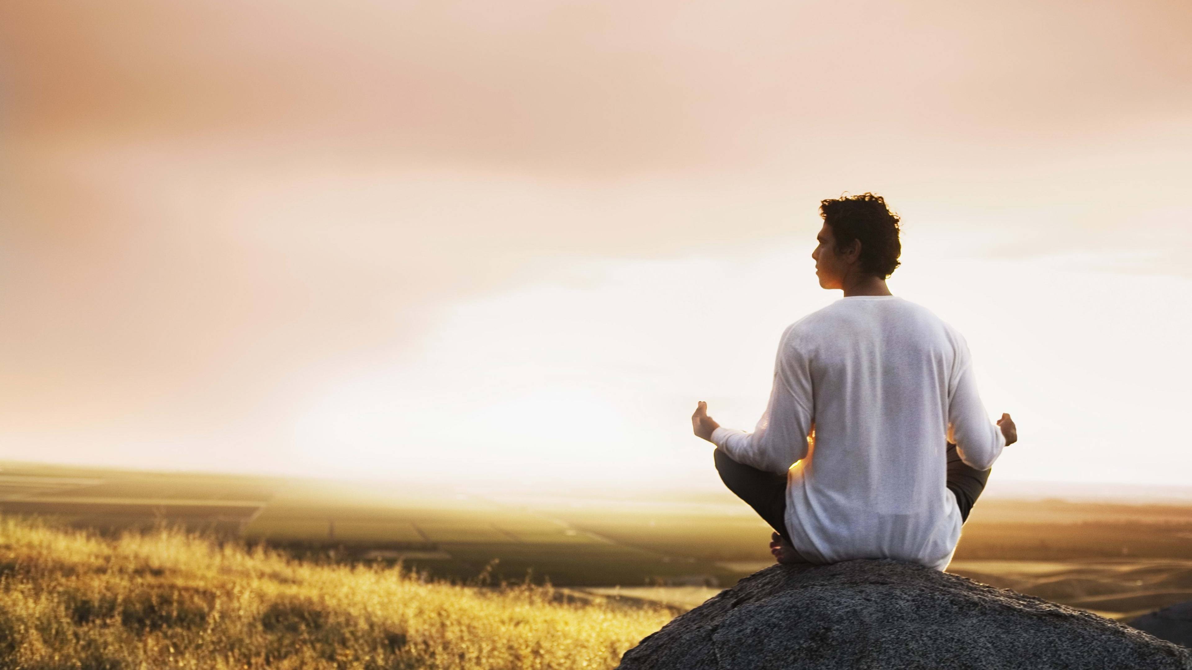3840x2160 man, meditation, stone 4K Wallpaper, HD Man 4K Wallpaper, Image, Photo and Background