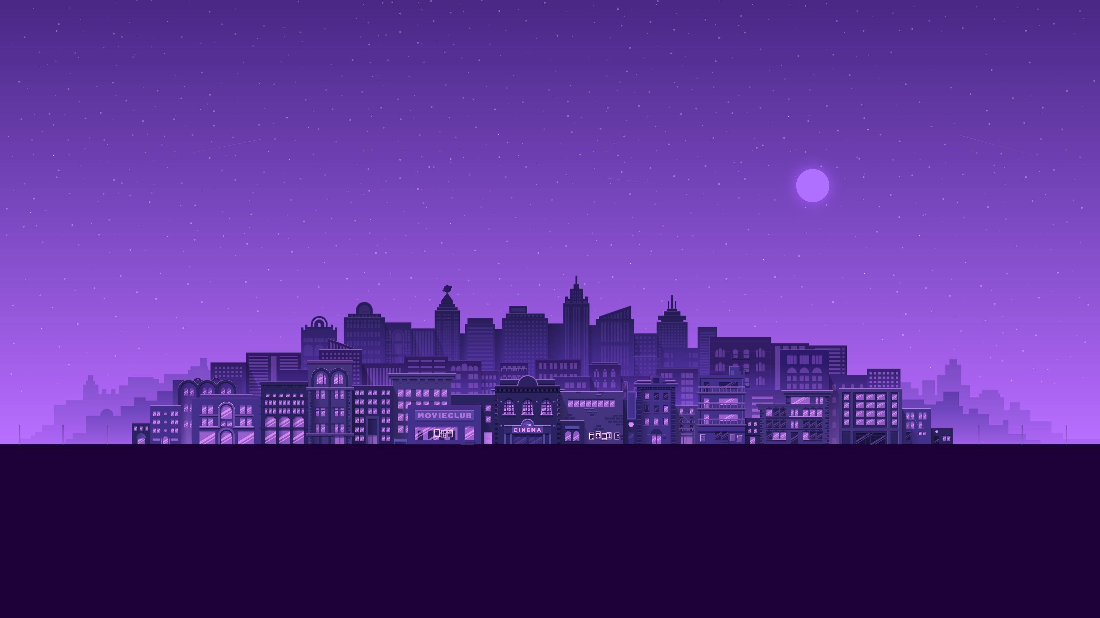 3840x2160 Purple City Wallpaper, HD Artist 4K Wallpaper, Image and Background