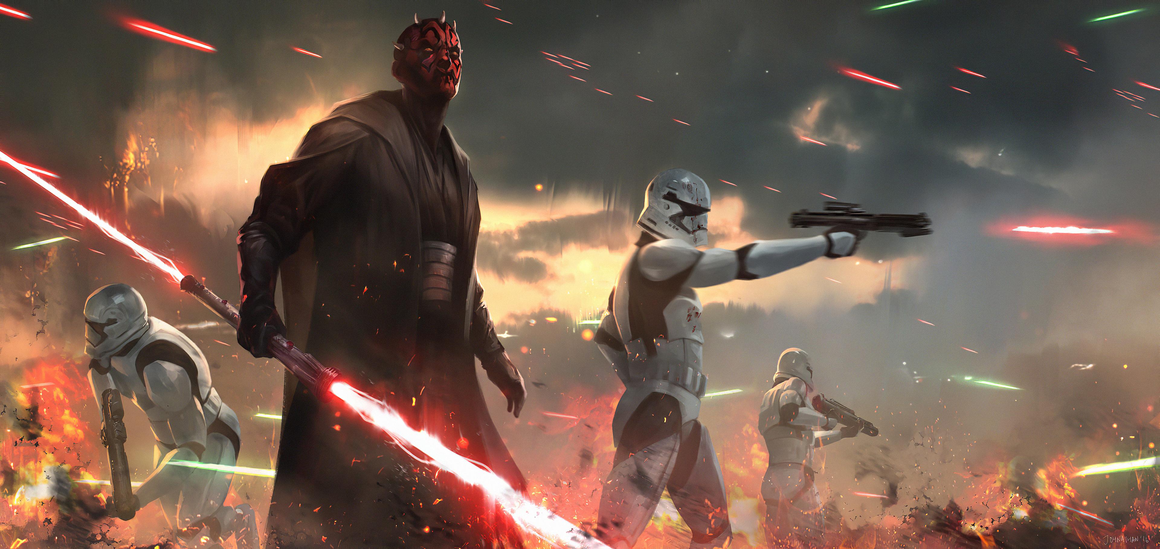 3840x1816 Wallpaper 4k Darth Maul Star Wars Fan Work Wallpaper