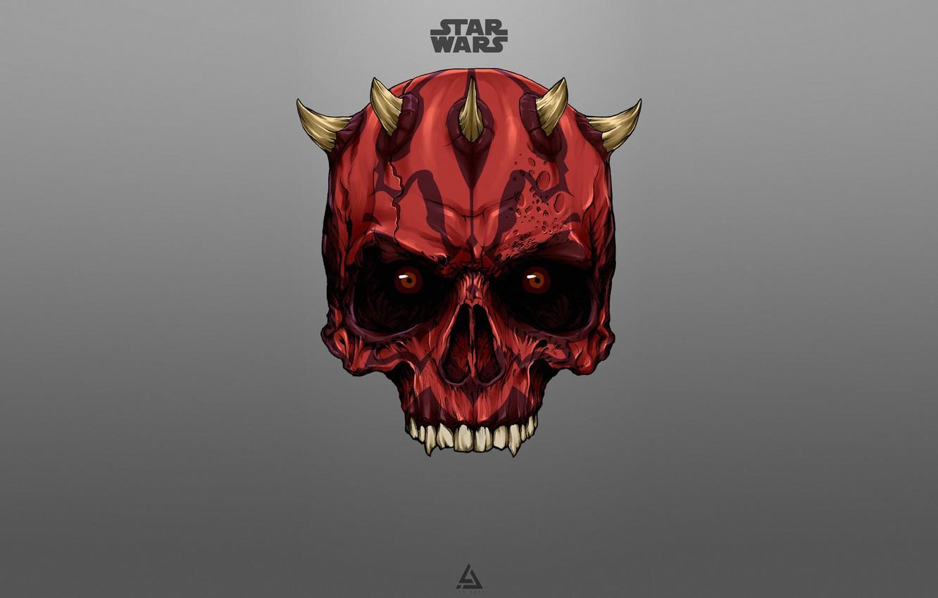 1332x850 Photo Wallpaper Minimalism, Figure, Star Wars, Dark, Maul Skull Art