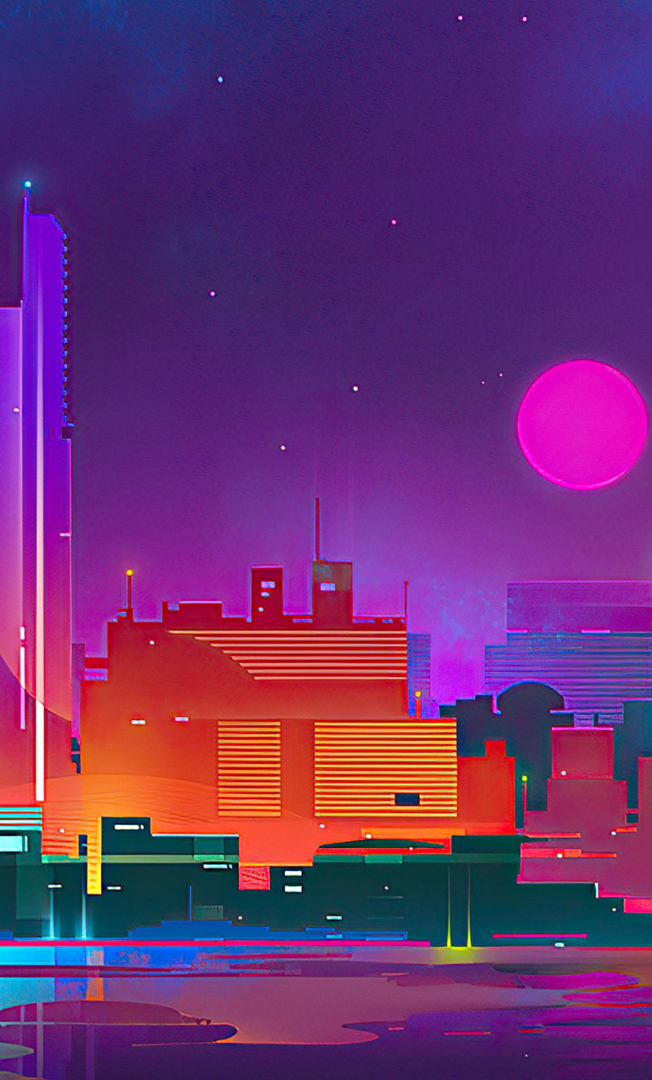 1280x2120 Purple City iPhone HD 4k Wallpaper, Image, Background, Photo and Picture
