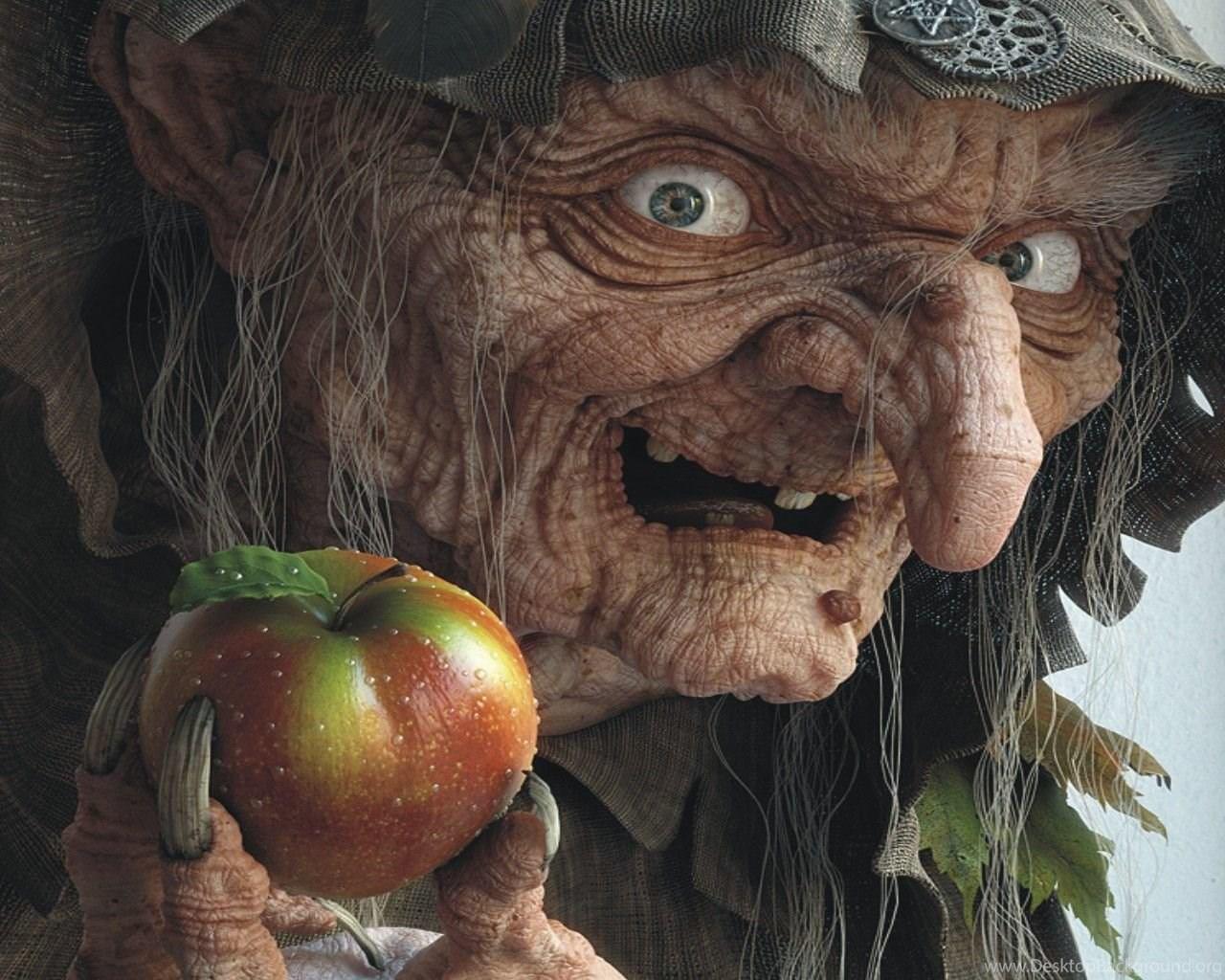 1280x1024 Ugly Witch With Apple Wallpaper WallpaperFav.com Desktop Background