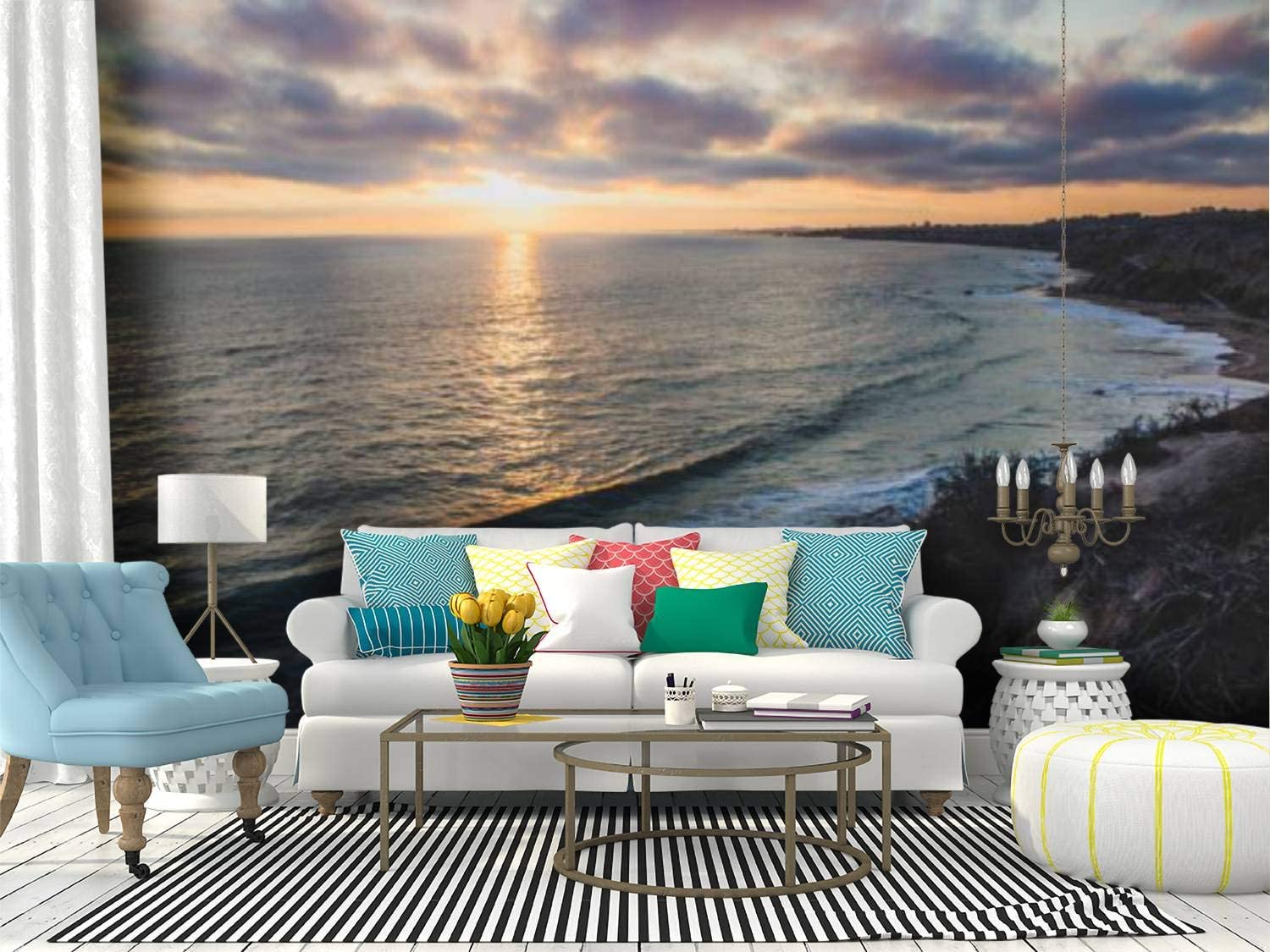 1500x1125 Self Adhesive Wallpaper Roll Paper crystal cove sunset colorful surfboard stock picture royalty free Removable Peel and Stick Wallpaper Decorative Wall Mural Posters Home Covering Interior Film : Tools & Home