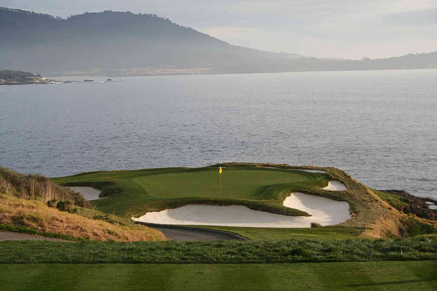 1500x1000 12 Feet Wide By 8 Feet High. Prepasted Robust Wallpaper Mural From A Photo Of : Golf Green Hole In Pebble Beach With Ocean View, California. Easy To Install If U Do