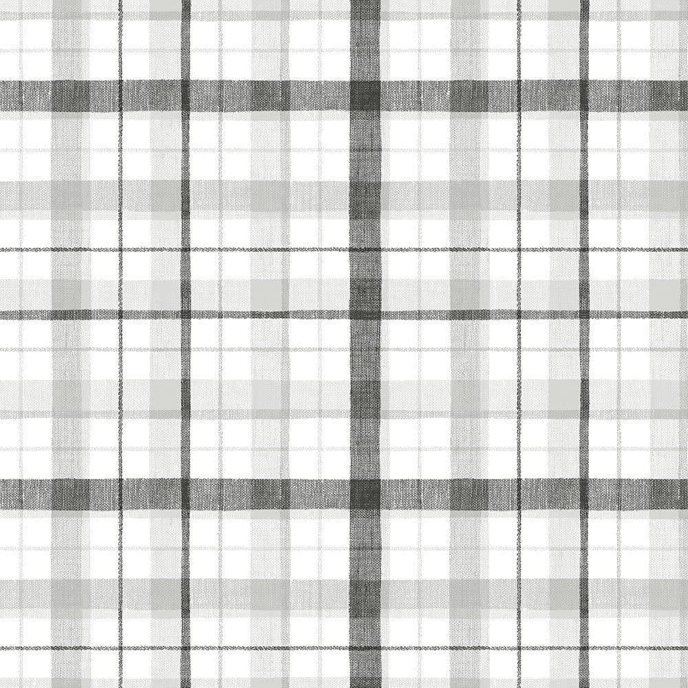 1000x1000 Norwall CK36628 Linen Plaid prepasted Wallpaper, Black, Grey