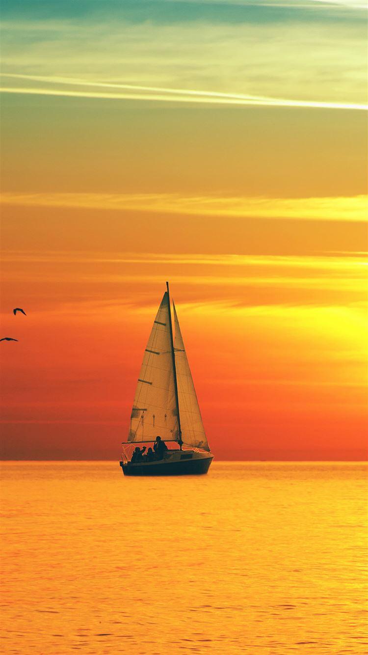 750x1334 Golden Sunset Ocean Sail iPhone 8 Wallpaper Free Download
