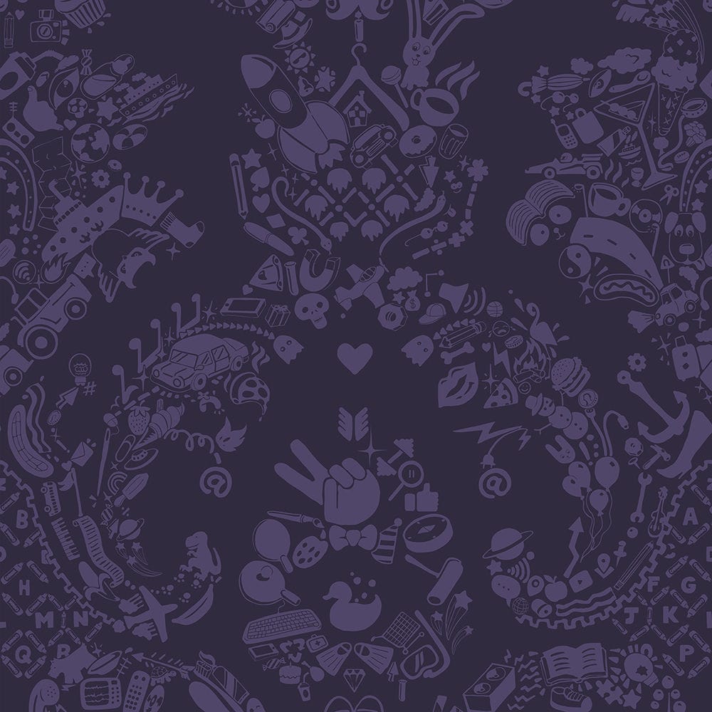 1000x1000 Contemporary wallpaper WORLD DAMASK &amp; PURPLE fabric / damask / fabric look