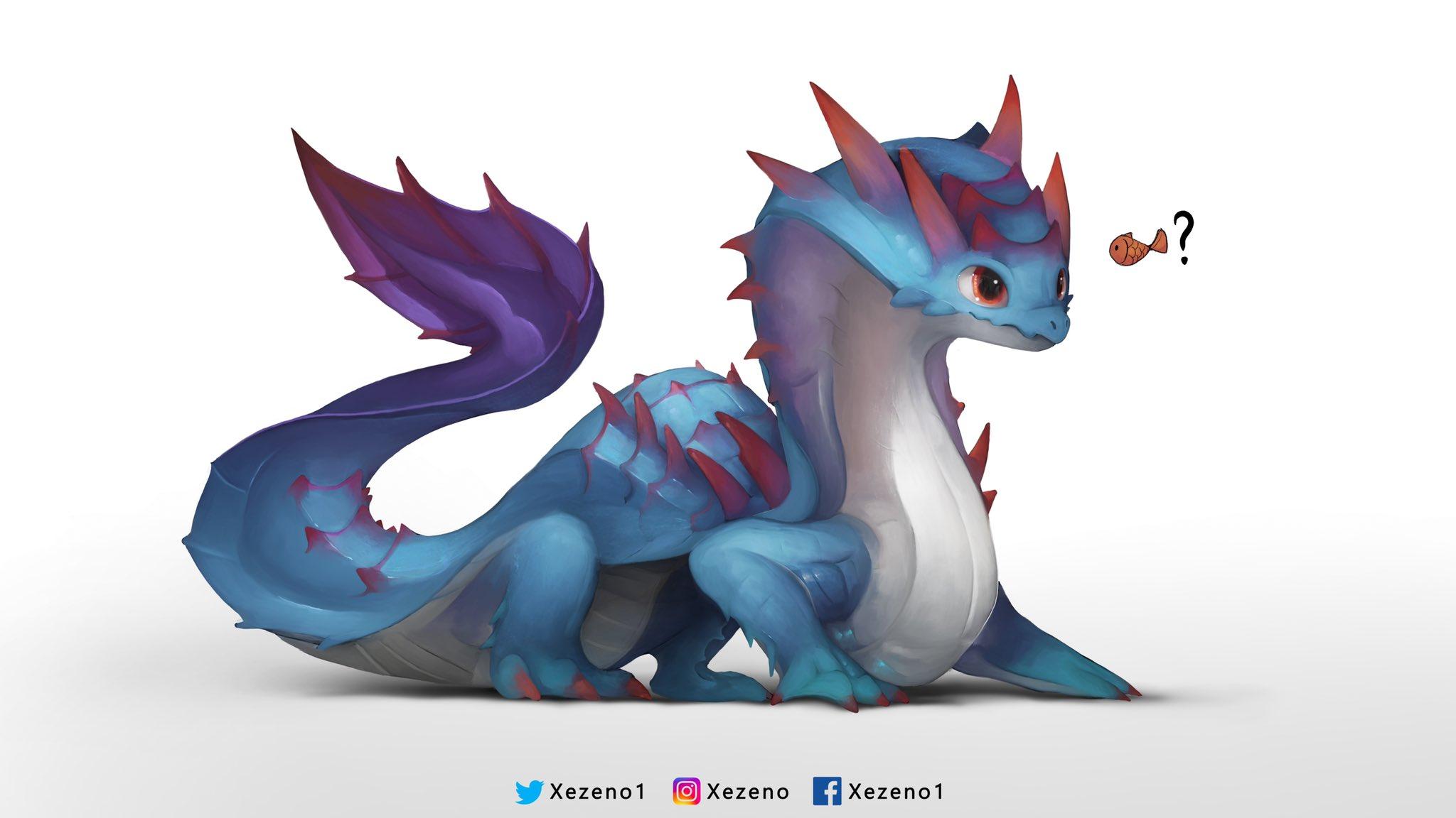 2048x1152 Marcus Hii this #Lagiacrus a fish, it probably follow you back home #MonsterHunter #FANART #procreate #chibi