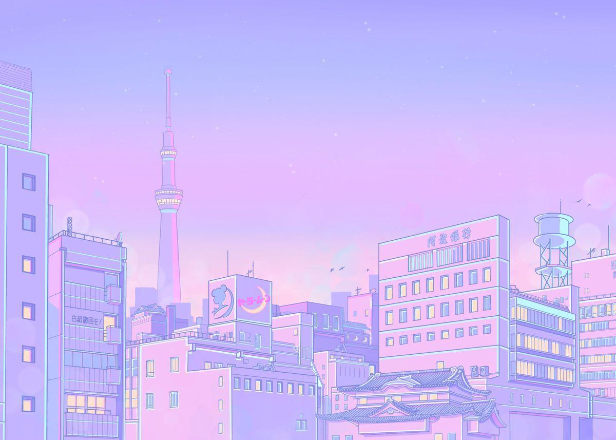 1200x857 Sailor City' Poster by Elora Pautrat. Displate. Cute laptop wallpaper, Anime scenery wallpaper, Scenery wallpaper