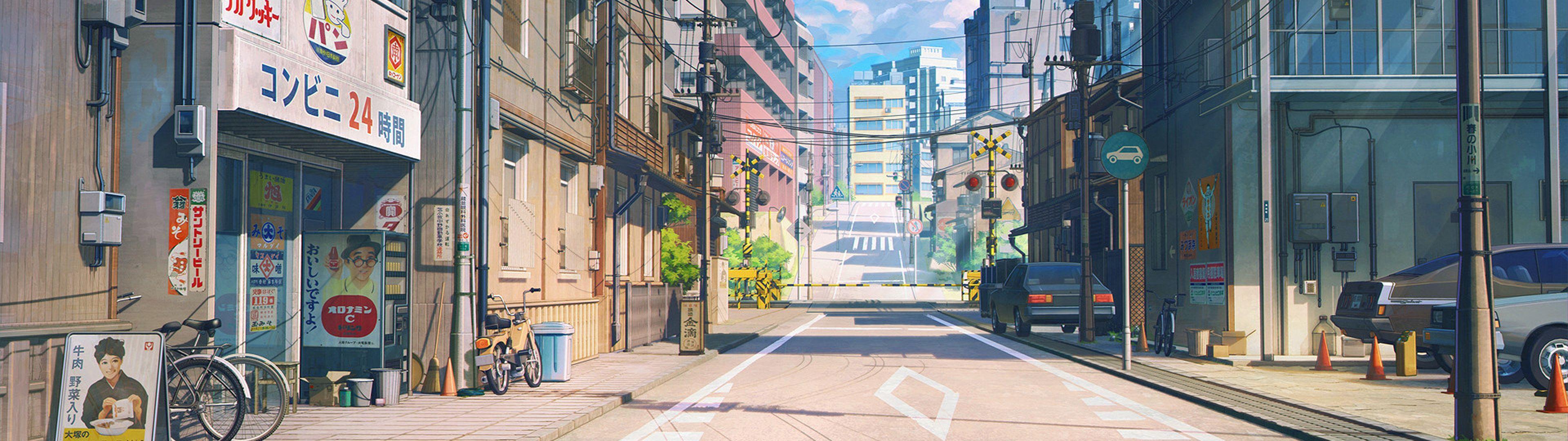3840x1080 Anime Street Wallpaper, HD Anime Street Background