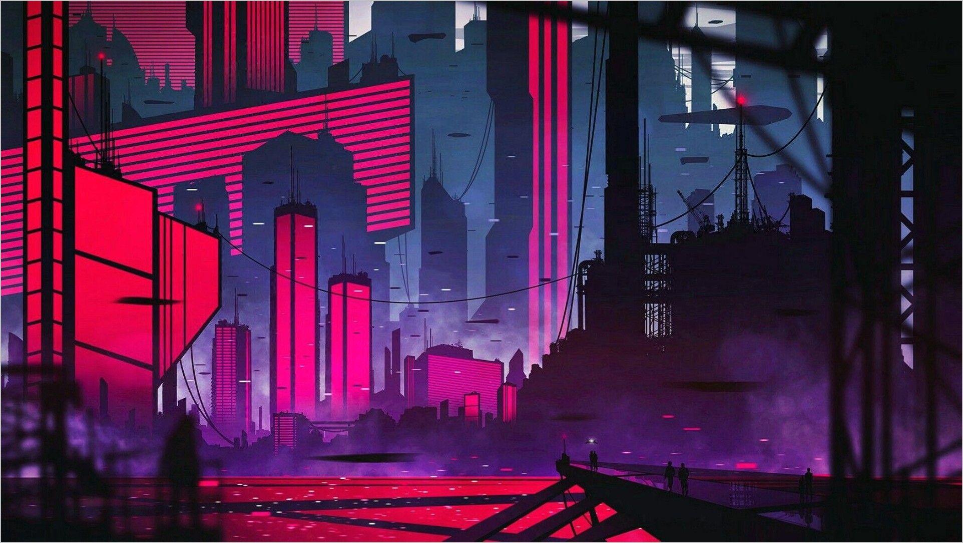 1924x1084 Retro Anime City Wallpaper