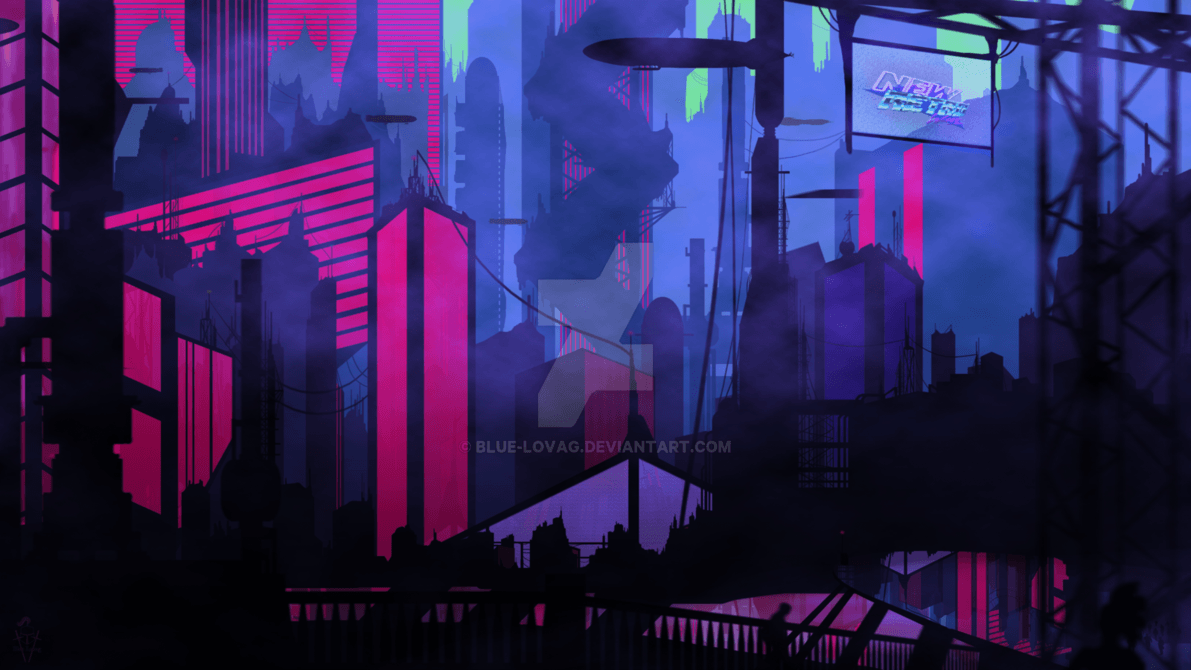 1191x670 Aesthetic Vaporwave City Wallpaper