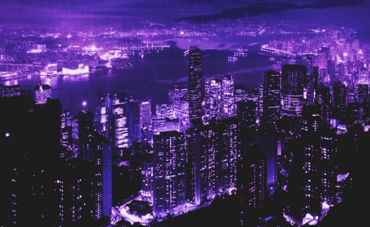 1200x738 Aesthetic Purple Anime City Background Wallpaper Portal