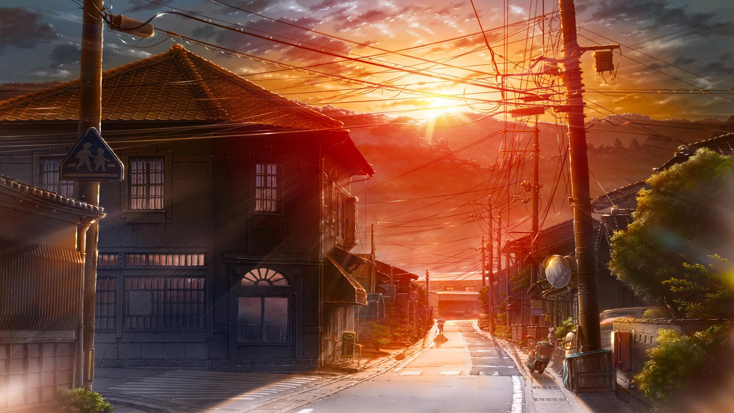 2560x1440 Anime City Scenery Wallpaper. Free Computer Desktop Wallpaper