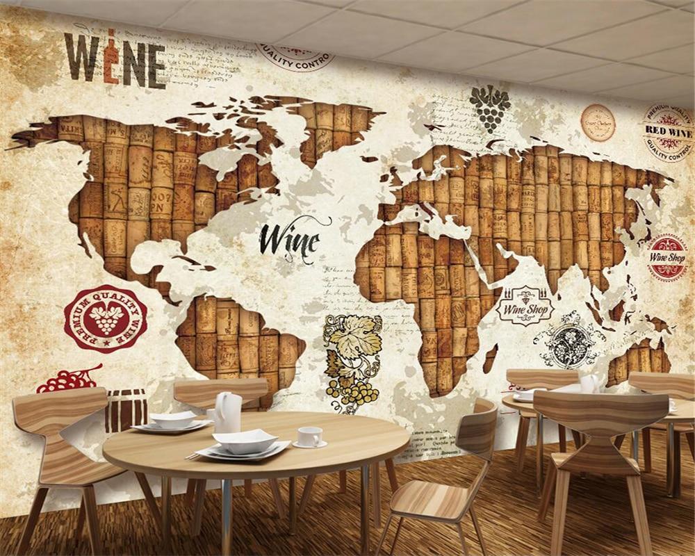 1000x800 Decorative wallpaper Vintage world map wine cork wine bar background wall. Fabric & Textile Wallcoverings