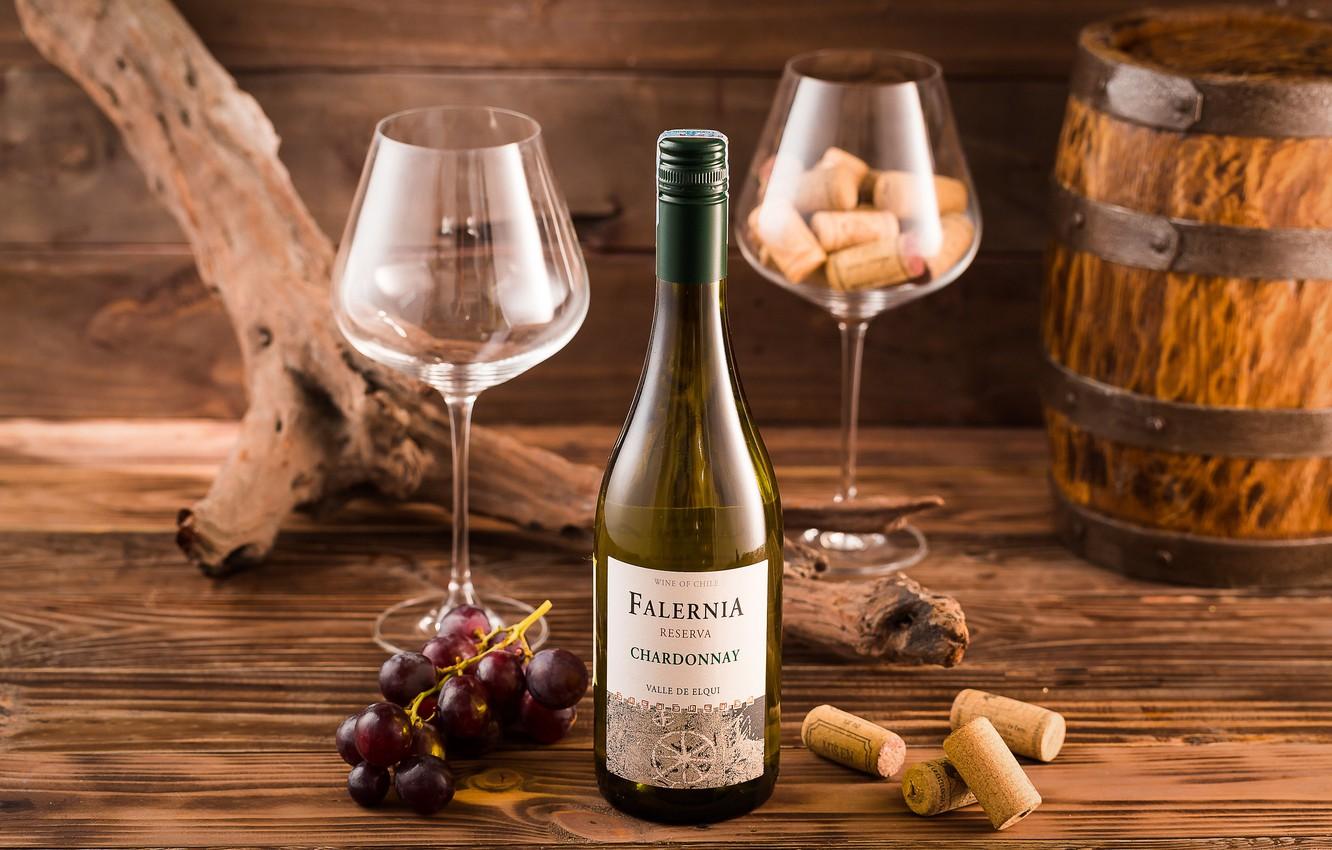 1332x850 Wallpaper wine, bottle, grapes, barrel image for desktop, section еда