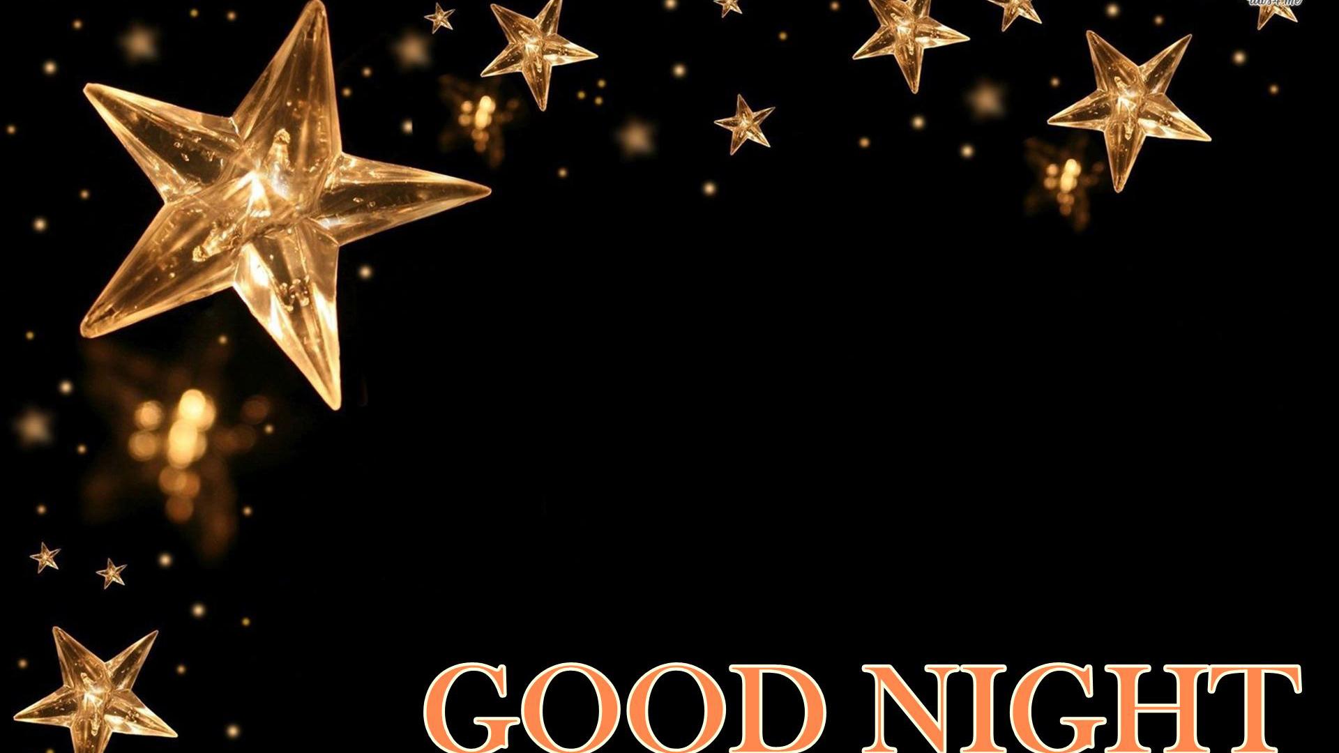 1920x1080 Good Night Word With Golden Stars In Black Background HD Good Night Wallpaper