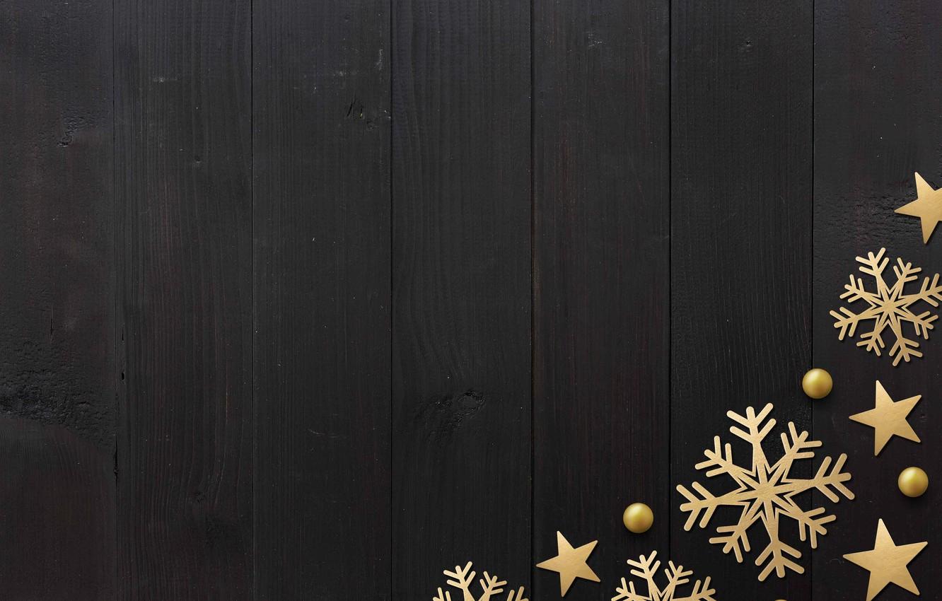 1332x850 Wallpaper winter, snowflakes, golden, black background, black, Christmas, winter, background, stars, snowflakes image for desktop, section текстуры