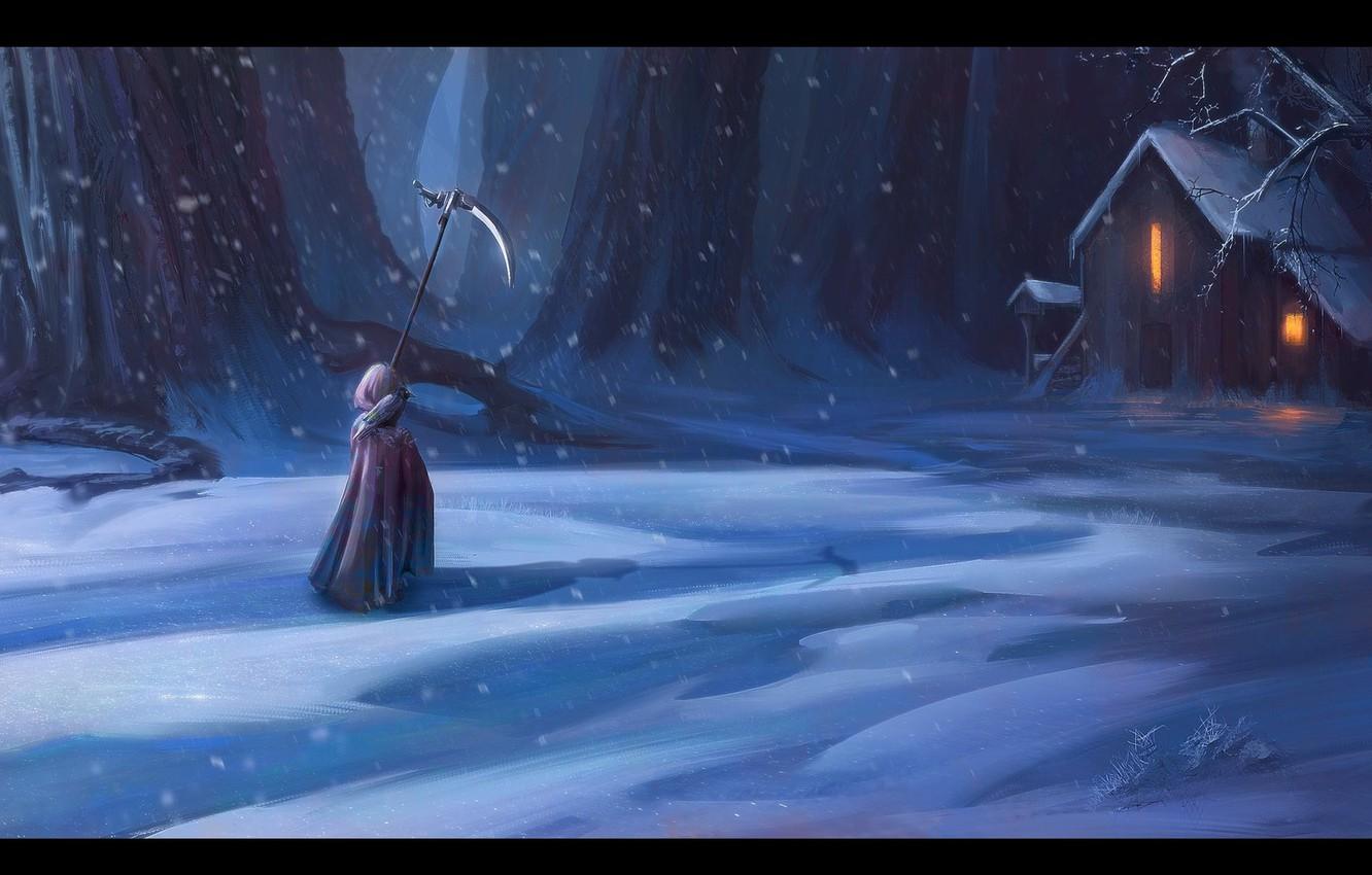 1332x850 Photo Wallpaper Cold, Winter, Forest, Death, Braid, Art Winter Death Art
