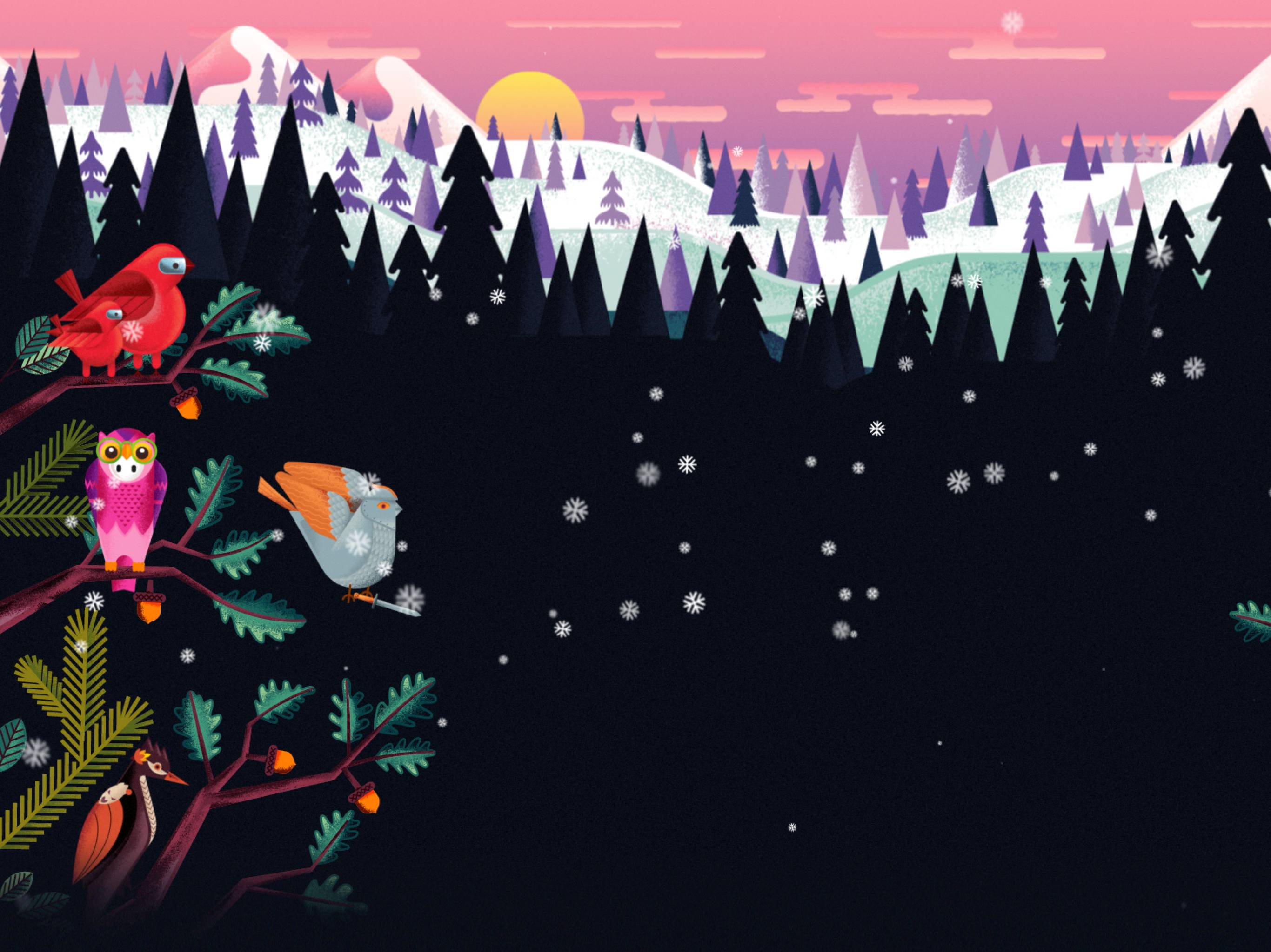 2732x2048 Sunrise Winter Forest Art 2732x2048 Resolution Wallpaper, HD Artist 4K Wallpaper, Image, Photo and Background