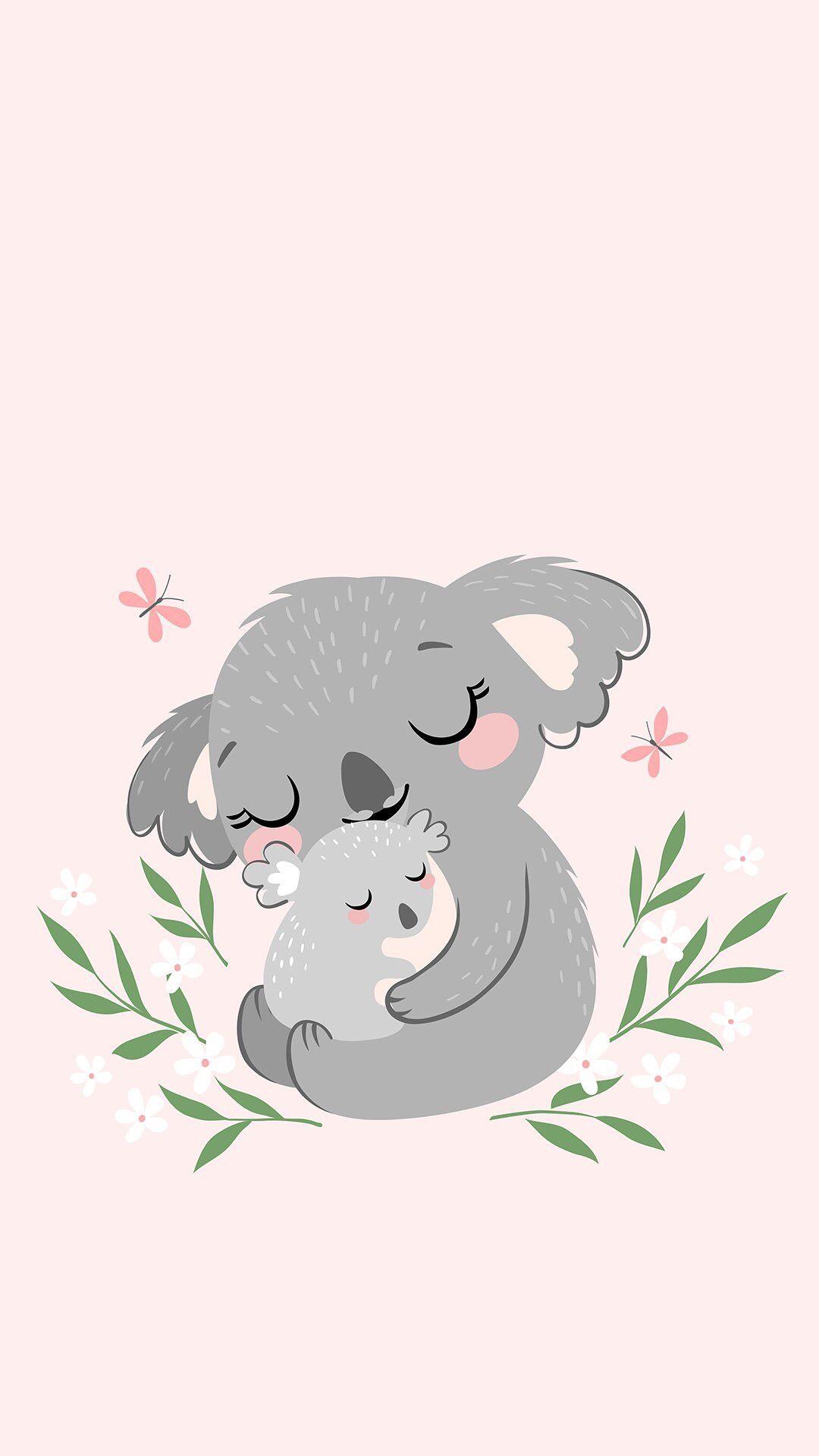 1080x1920 Wallpaper vol.32. Koala illustration, Koala drawing, Cute cartoon wallpaper