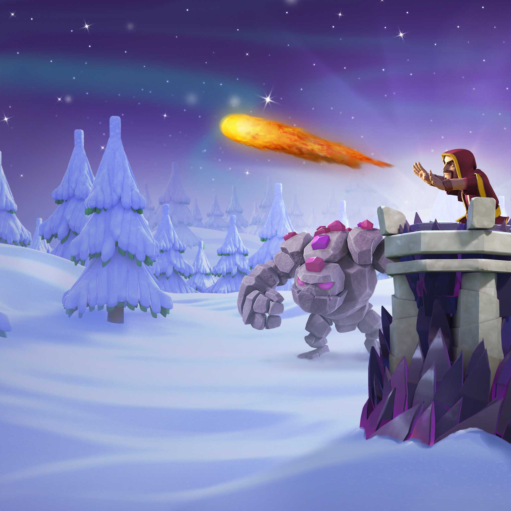 2048x2048 Clash Royale Wallpaper Golem Wizard Of Clans Christmas Trees By Year HD Wallpaper