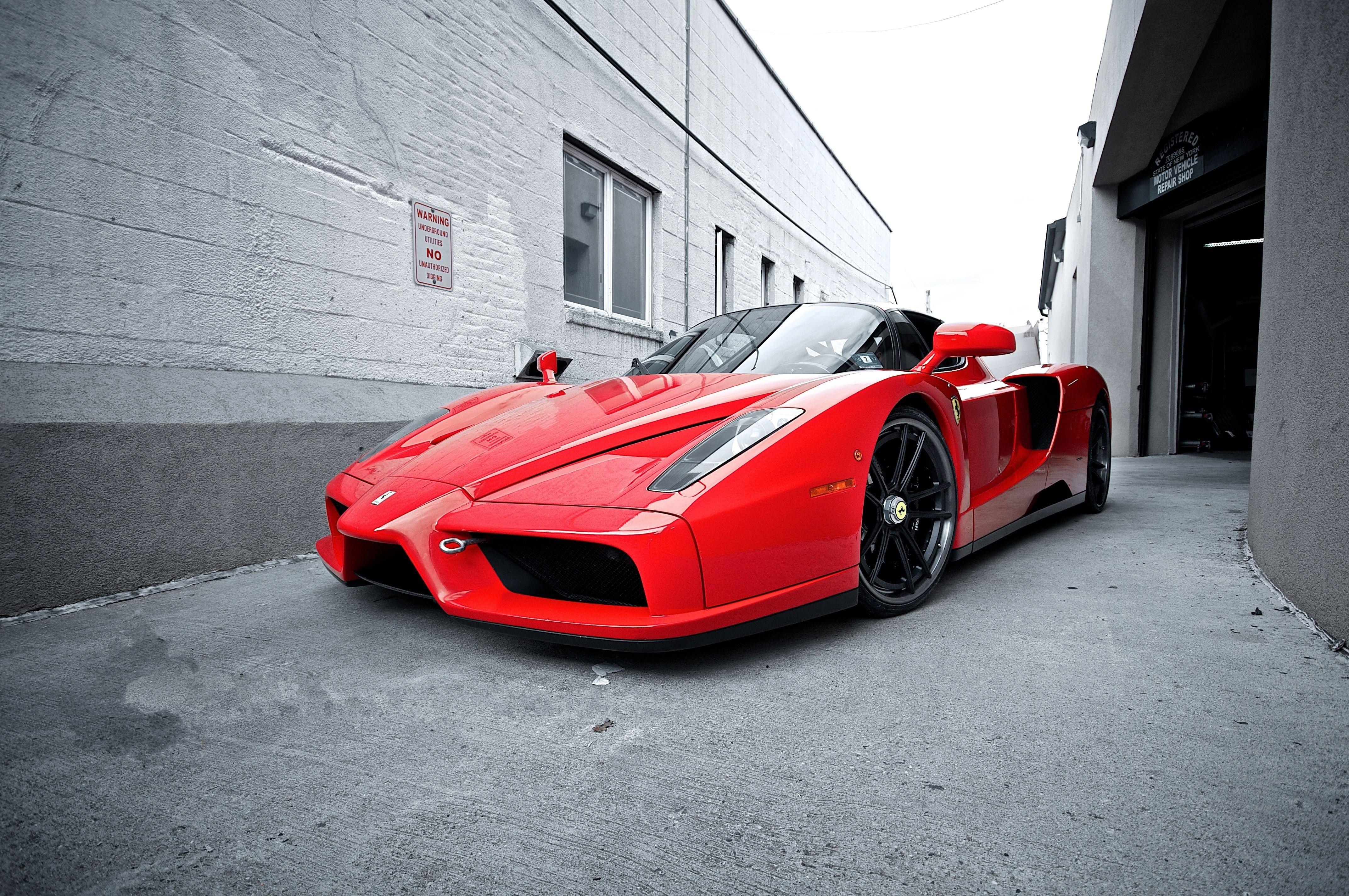 4288x2848 Download wallpaper 4288x2848 red, street, ferrari, ferrari enzo HD