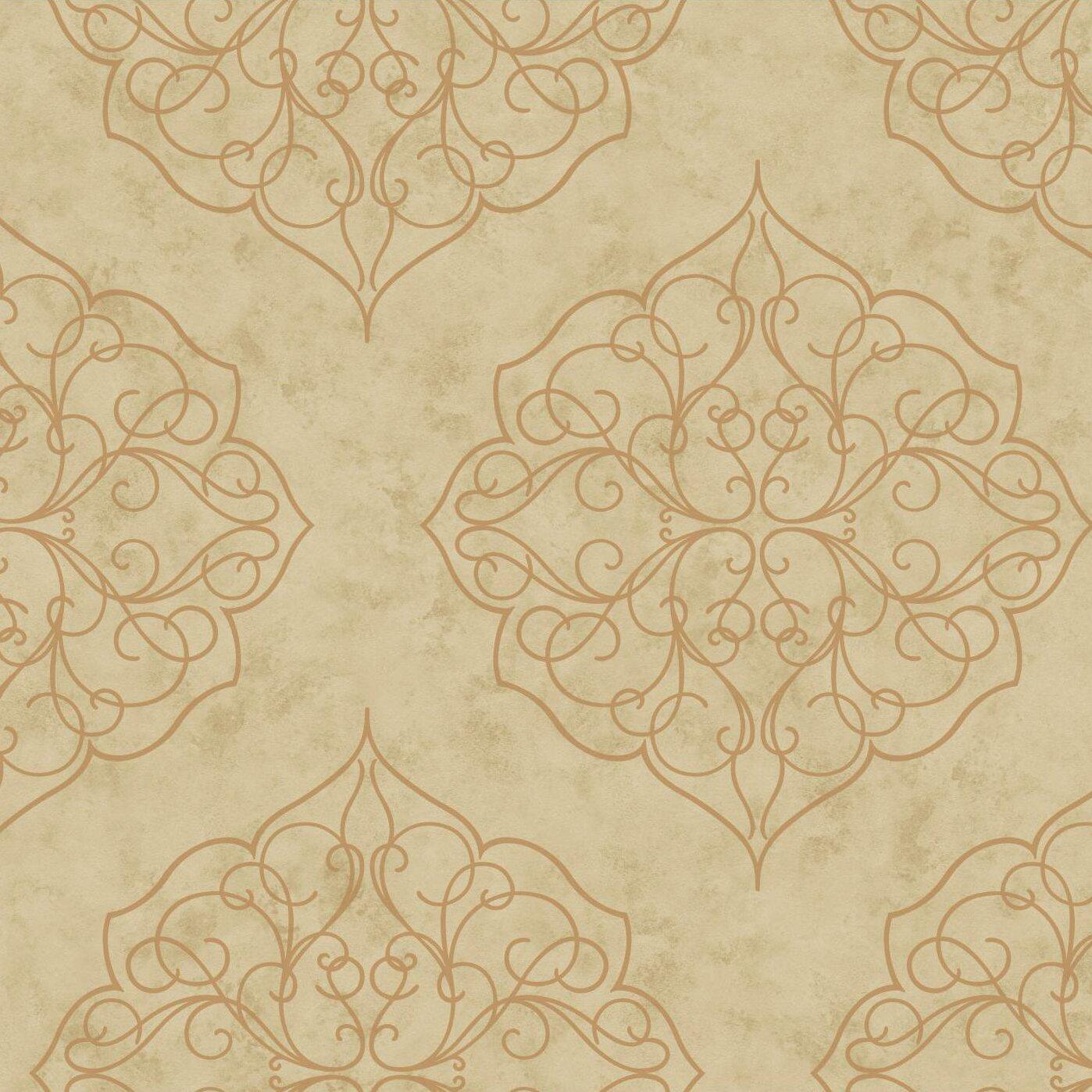 1398x1398 York Wallcoverings Antonia Vella Rose Window 27' L x 27 W Wallpaper Roll