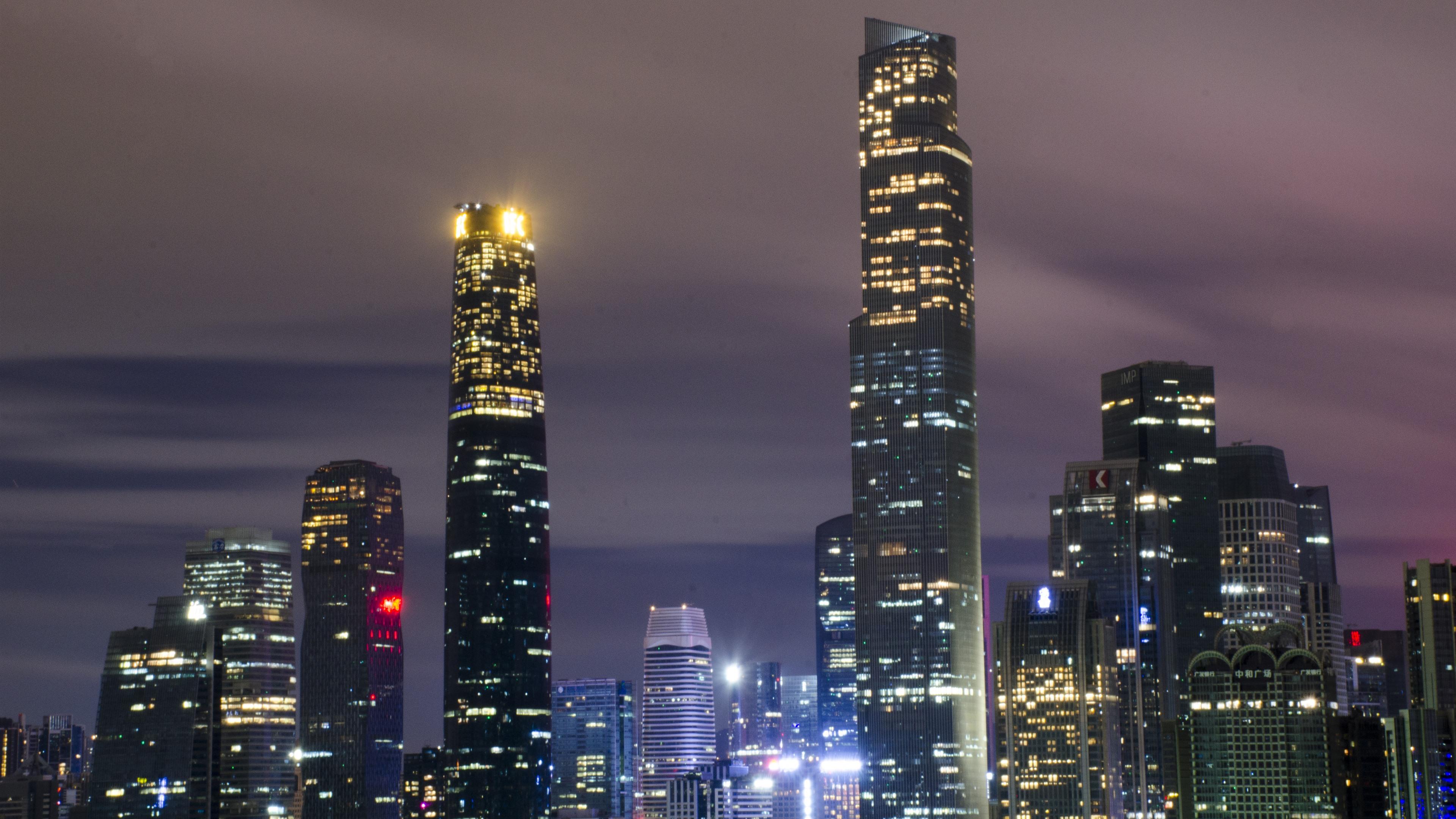 3840x2160 Wallpaper Guangzhou, skyscrapers, lights, city, China 3840x2160 UHD 4K Picture, Image