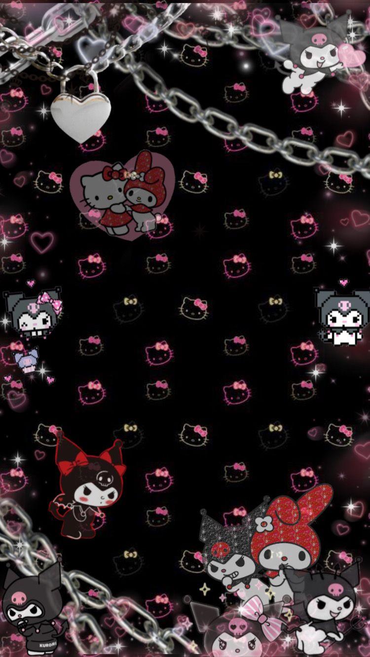 Download Black Hello Kitty Obscene Gesture Wallpaper  Wallpaperscom