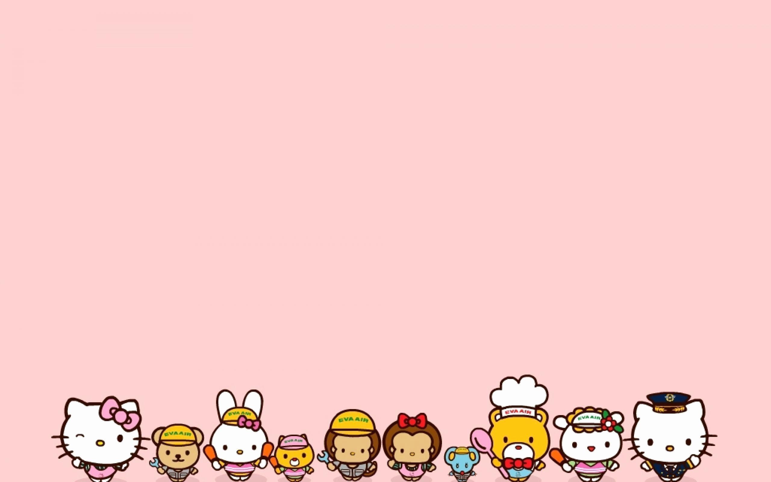 2560x1600 sanrio wallpaper, cartoon, pink, yellow, font, smile, fictional character