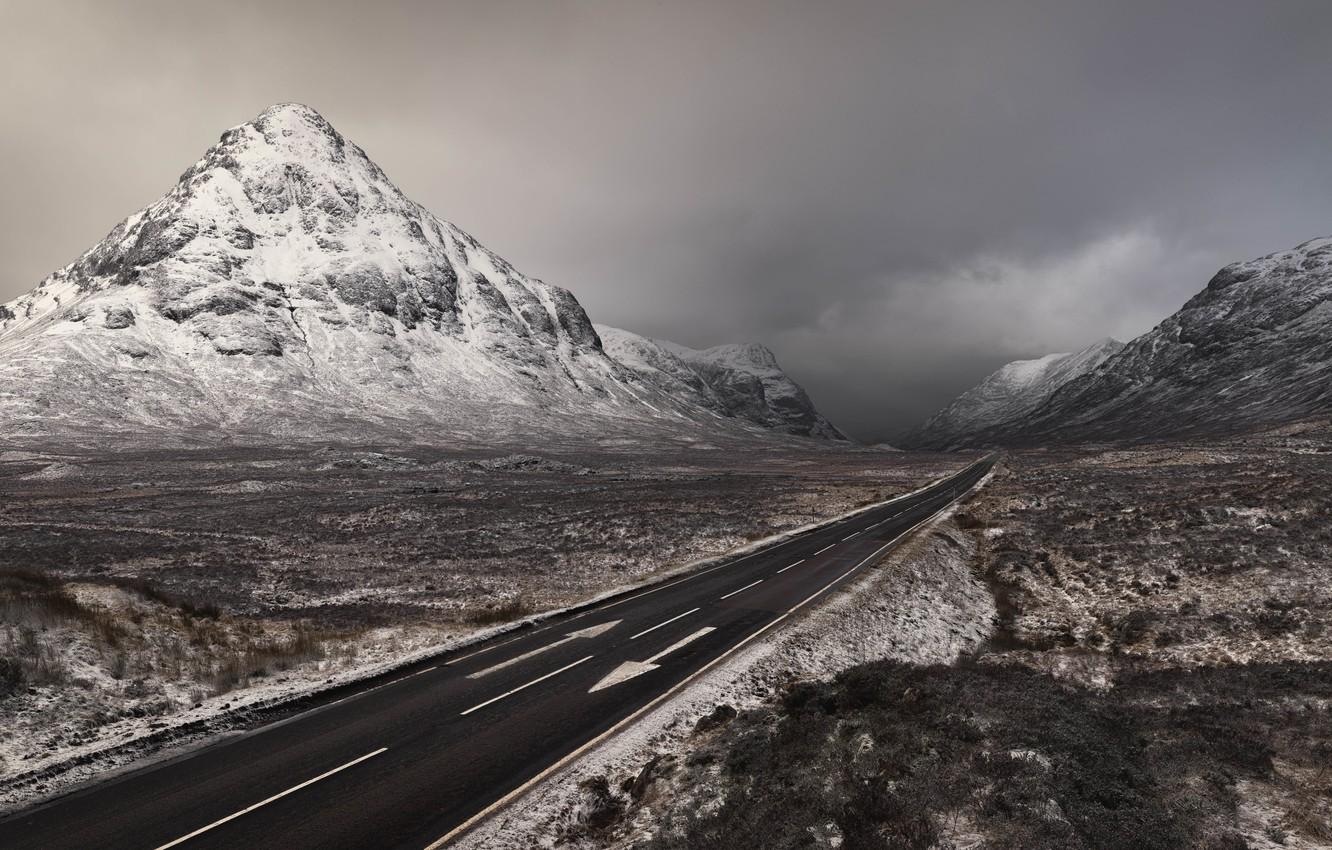 1332x850 Wallpaper Winter, Scotland, Mountains, Road, Two way ticket image for desktop, section пейзажи