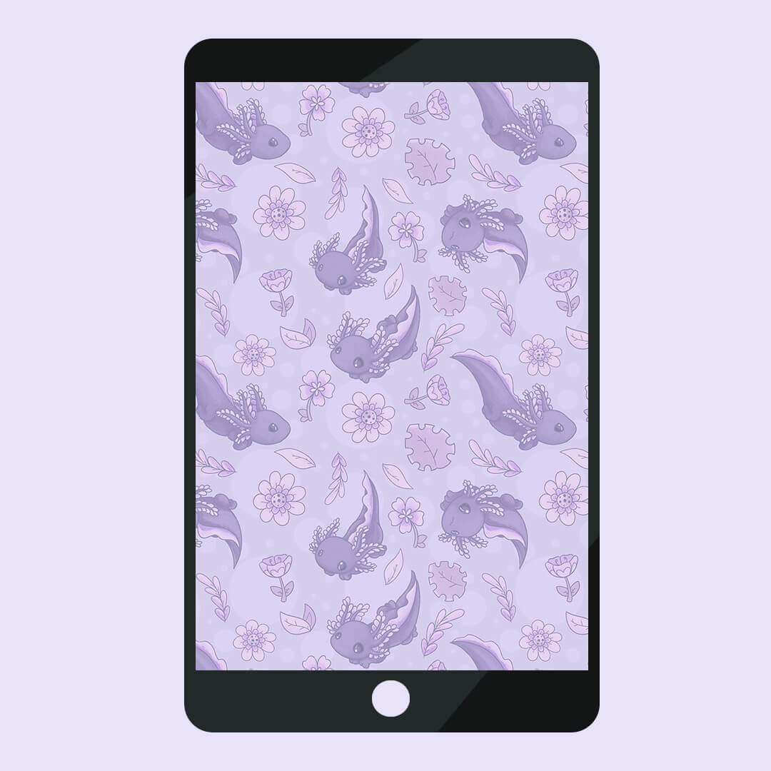 1080x1080 Floral Axolotl Wallpaper