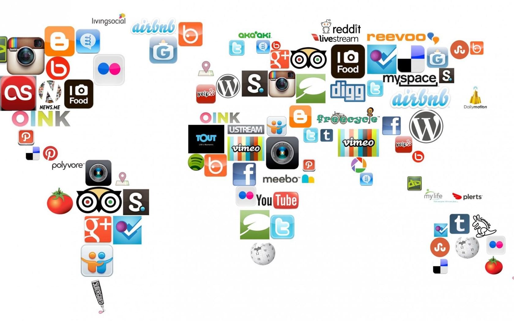 1680x1050 Wallpaper: Social Media, World Map, Design, Icon, Internet Wallpaper Desktop Background