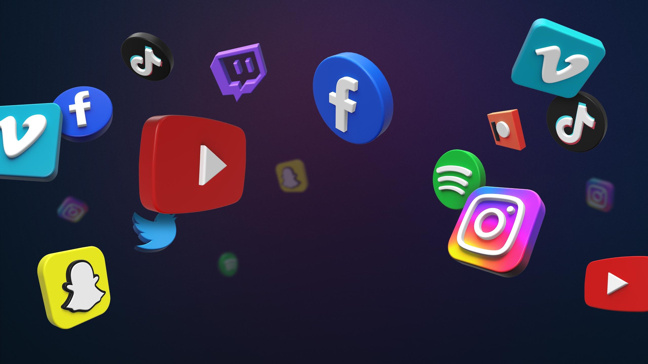 2560x1440 mTracker 3D Social Media Icon Pack Pack Of Trackable 3D Social Media Icon For mTracker 3D Plugin For Final Cut Pro And Apple Motion