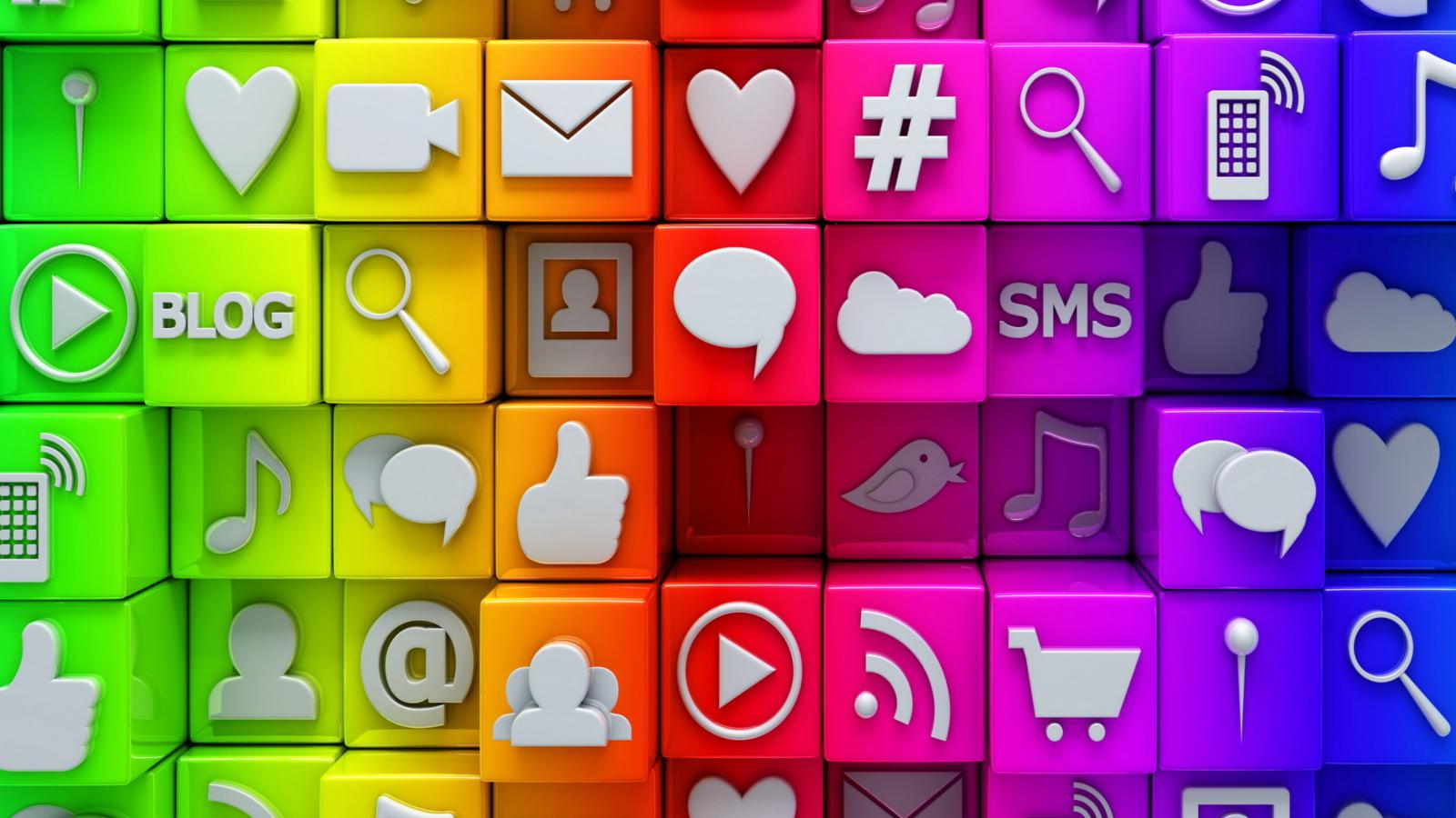 1600x900 Social Media Icon: SMS, Blog Wallpaper for Widescreen Desktop PC 1600x900