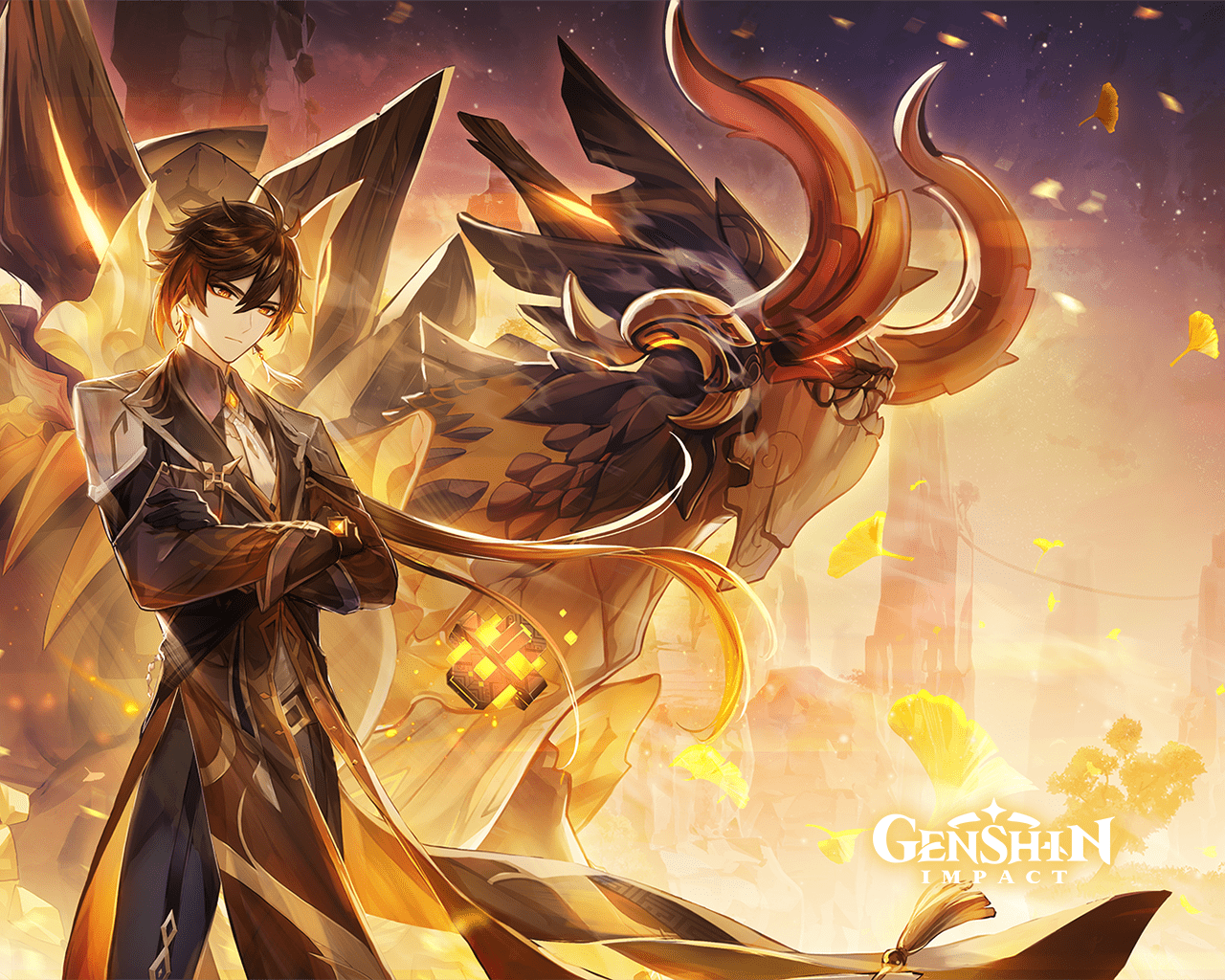1280x1024 Zhongli Poses Regally in Official Genshin Impact Wallpaper