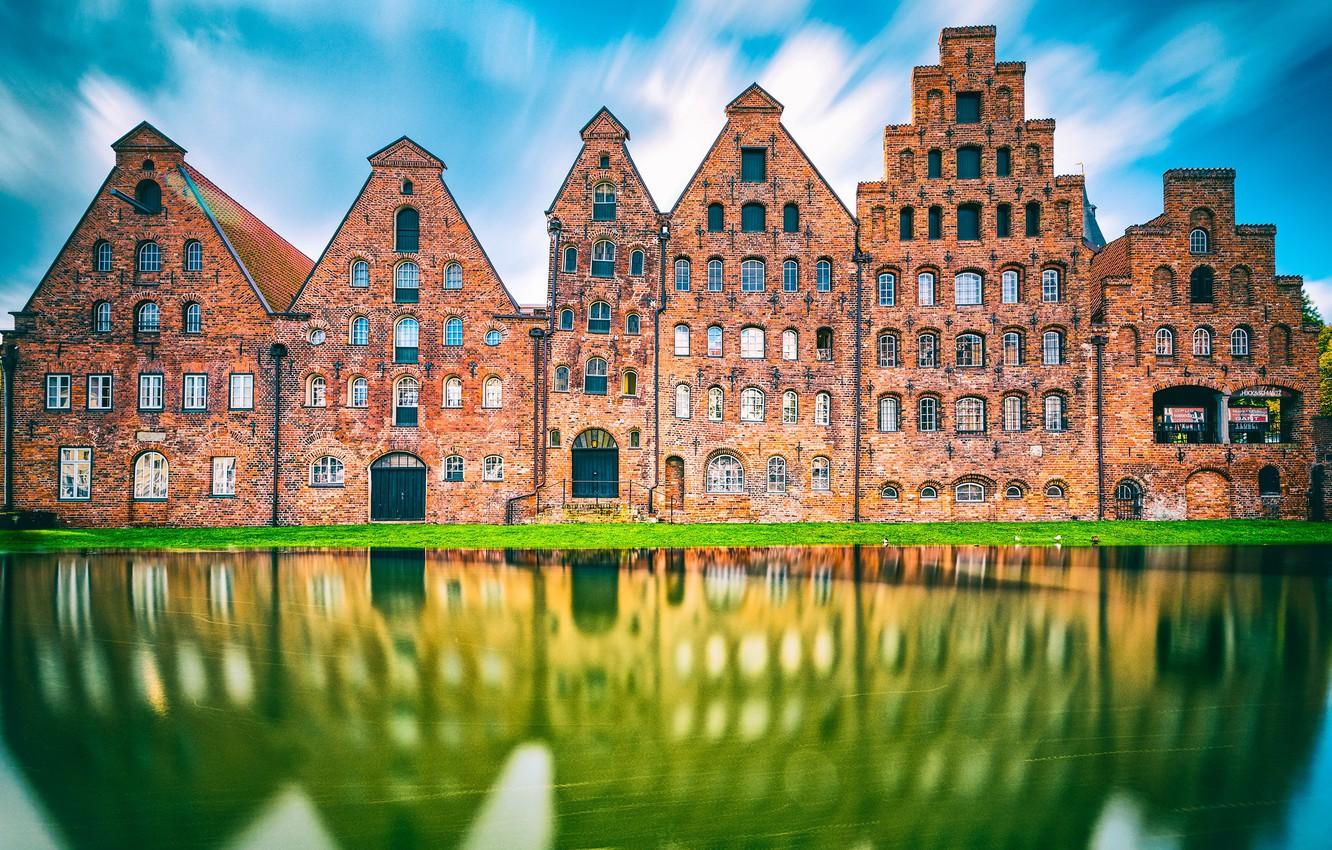 1332x850 Wallpaper Reflection, Schleswig Holstein, Lübeck, Salt Storage Houses Image For Desktop, Section город