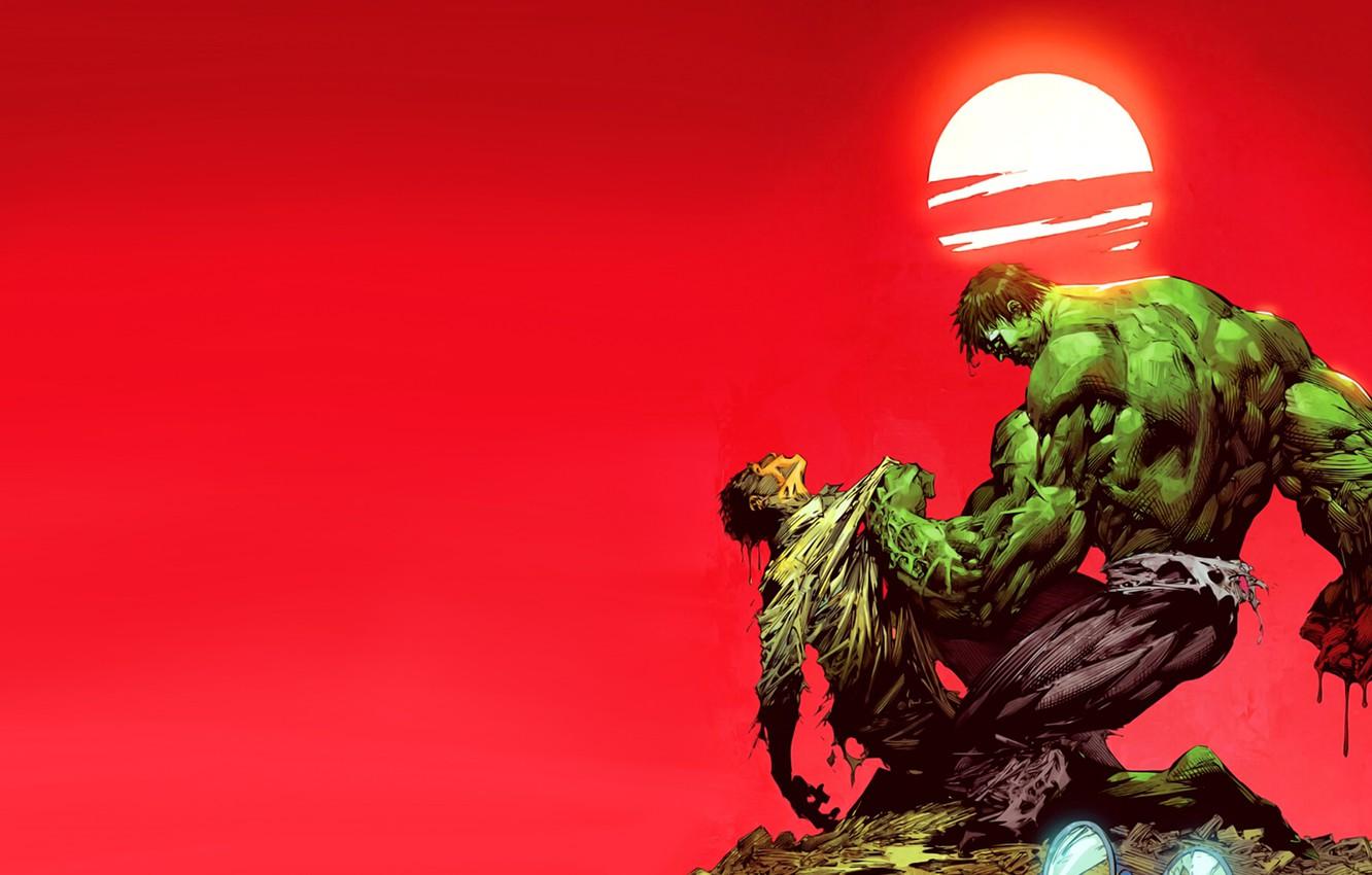 1332x850 Wallpaper the sun, sunset, red, green, blood, glasses, Hulk, Hulk, marvel, comic, comics, Bruce Banner image for desktop, section фантастика