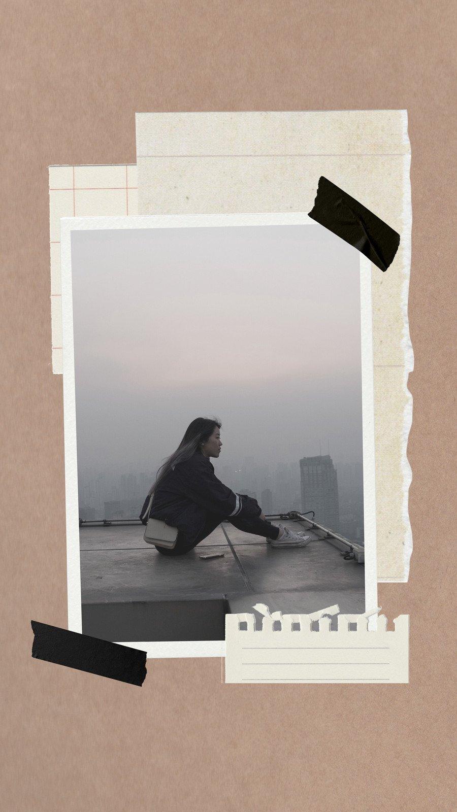 900x1600 Brown Vintage Collage No Copy Phone Wallpaper