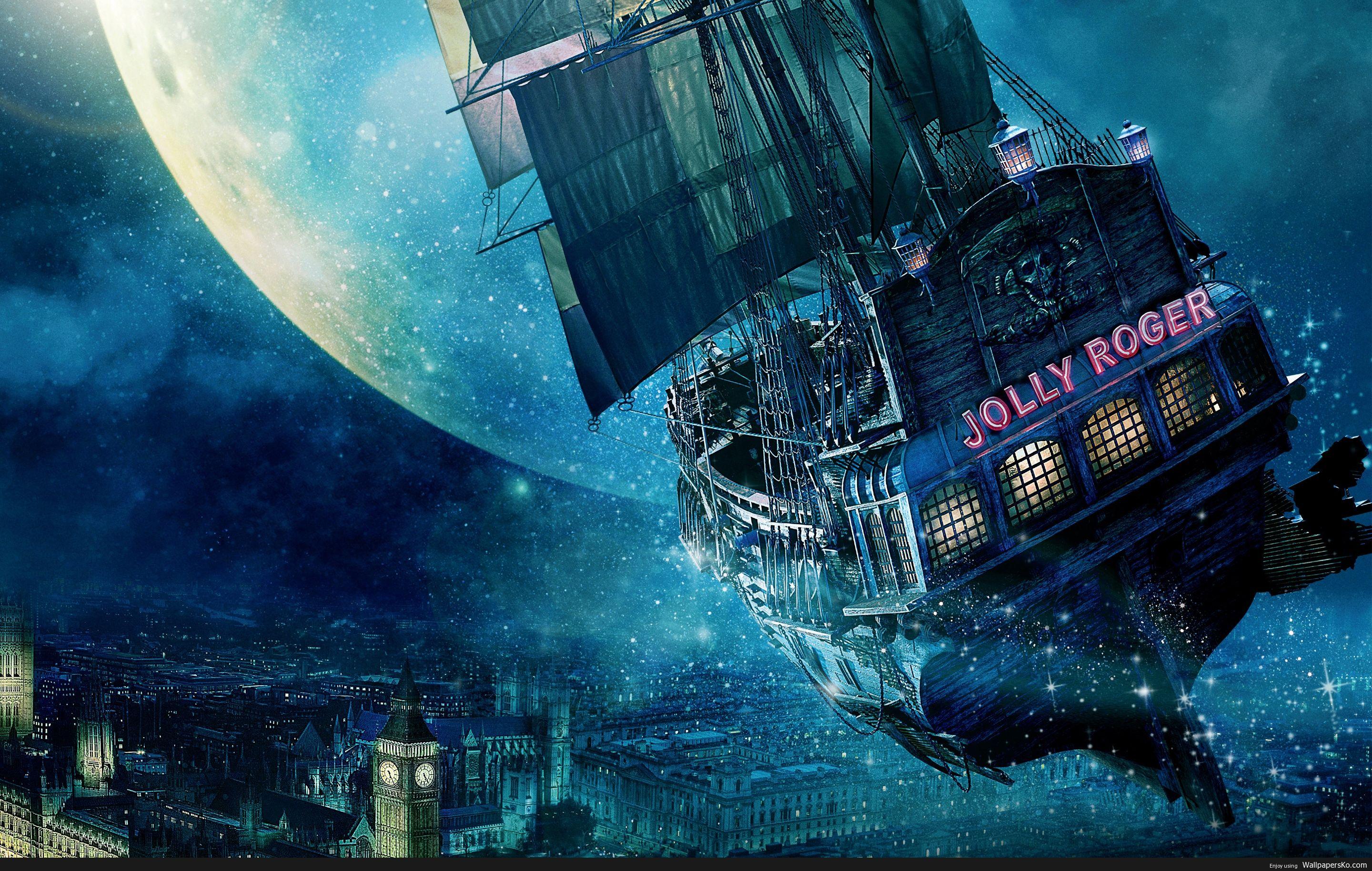 2880x1828 Peter Pan Jolly Roger /peter Pan Jolly Roger HD Wallpaper Dow. Jolly Roger Ship, Peter Pan Wallpaper, Studio Backdrops Background