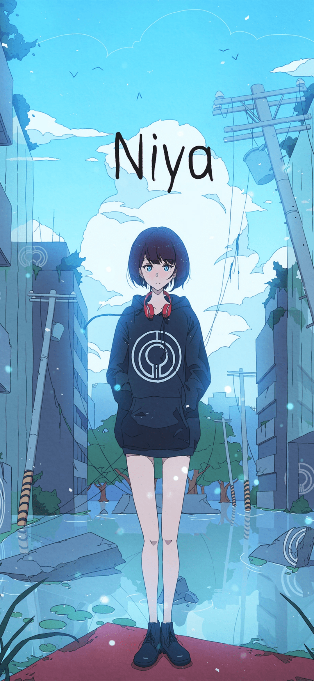 1080x2340 Anime Girls Short Hair Wallpaper:1080x2340